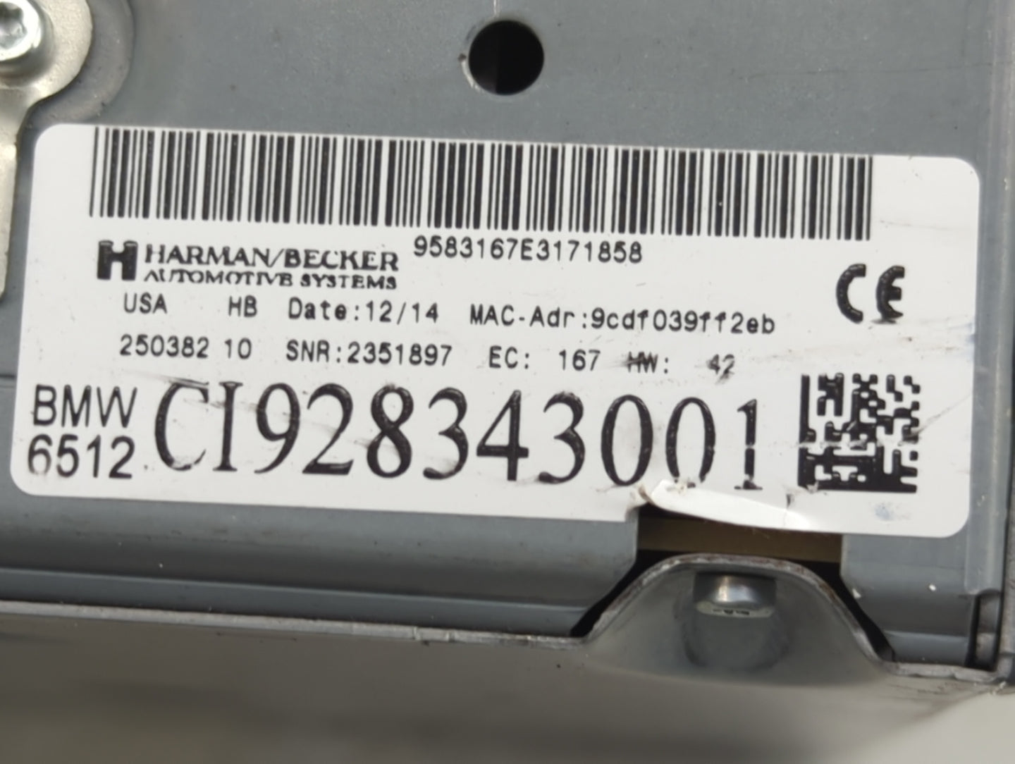 2012-2015 Bmw X1 Radio AM FM Cd Player Receiver Replacement P/N:C1928343001 Fits Fits 2011 2012 2013 2014 2015 2016 OEM Used