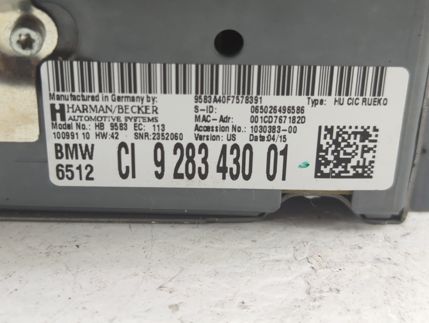 2012-2015 Bmw X1 Radio AM FM Cd Player Receiver Replacement P/N:9283430 HB9583 Fits Fits 2011 2012 2013 2014 2015 2016 OEM U