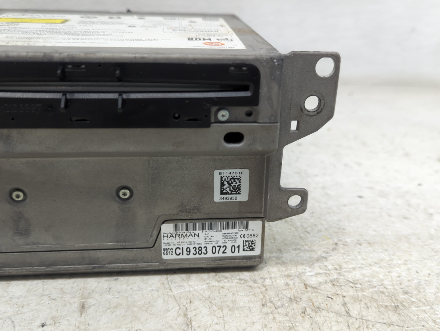 2014-2015 Bmw X5 Radio AM FM Cd Player Receiver Replacement P/N:CI938307201 HB B114 EC 701, 9383 072 01 Fits Fits 2014 2015 