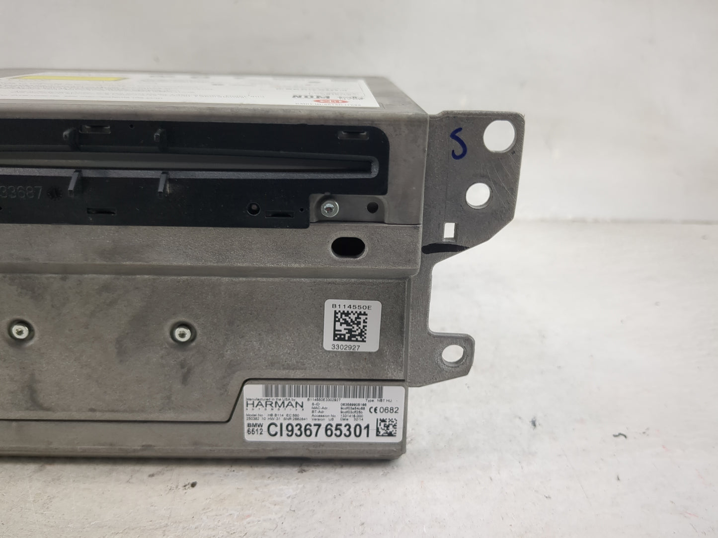 2015 Bmw X5 Radio AM FM Cd Player Receiver Replacement P/N:B114550E3302927 HB B114 EC:550, 9835699K9188, 6512 Fits OEM Used 