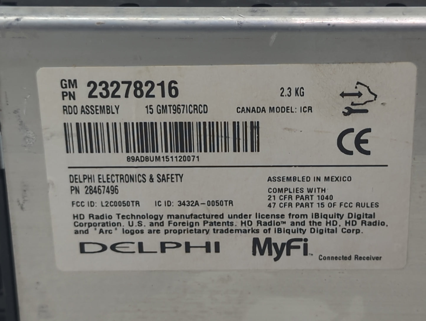 2015 Buick Enclave Radio AM FM Cd Player Receiver Replacement P/N:23278216 28467496, L2C0050TR, 3432A-0050TR Fits OEM Used A