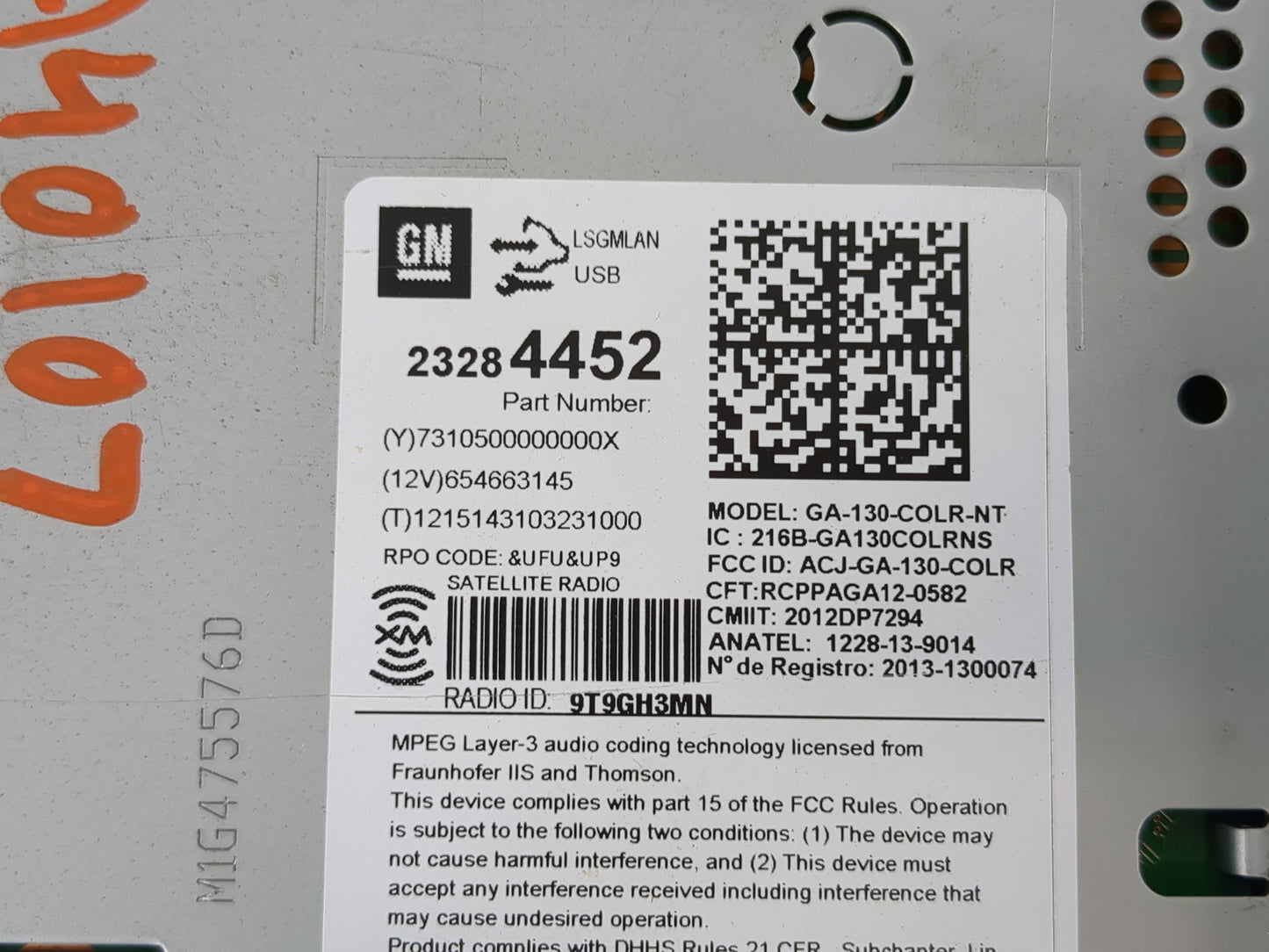 2015-2016 Buick Encore Radio AM FM Cd Player Receiver Replacement P/N:23284452 Fits Fits 2014 2015 2016 2017 OEM Used Auto P