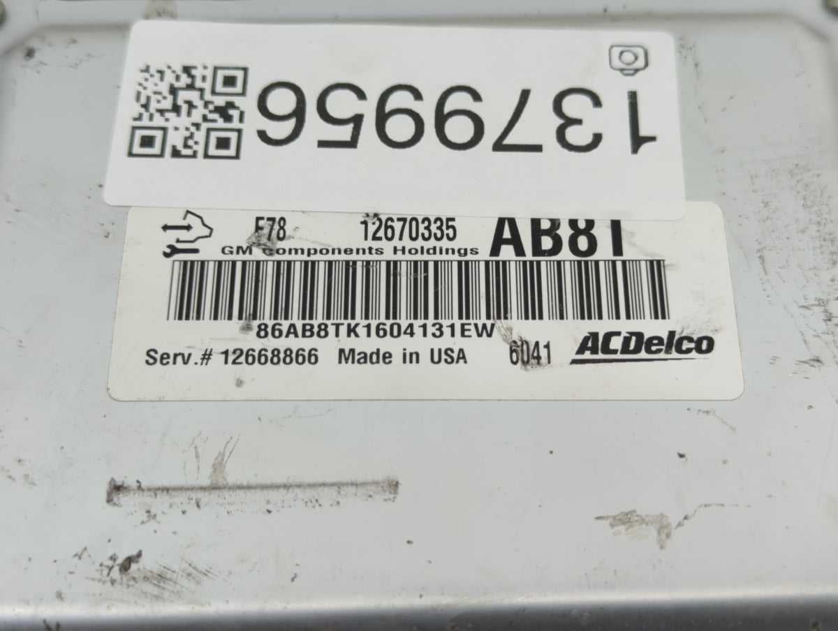 2013-2016 Buick Encore PCM Engine Control Computer ECU ECM PCU OEM P/N:12670335 Fits 2011 2012 2013 2014 2015 2016 OEM Used 