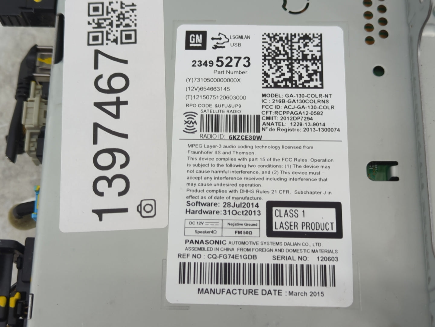 2015-2016 Buick Encore Radio AM FM Cd Player Receiver Replacement P/N:23495273 Fits Fits 2014 2015 2016 2017 OEM Used Auto P