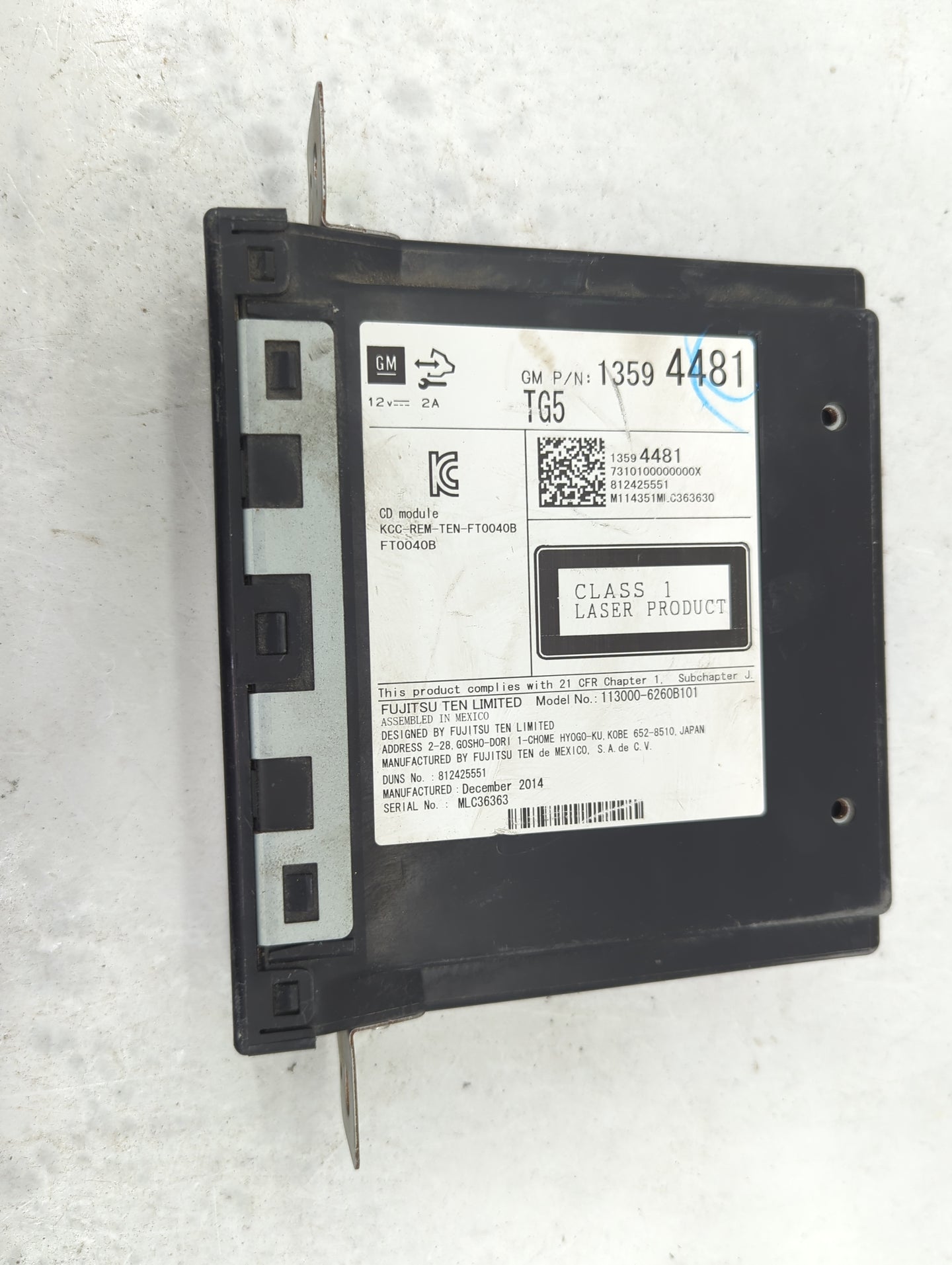 2015-2016 Cadillac Escalade Esv Cd Changer Disc Player - Oemusedautoparts1.com