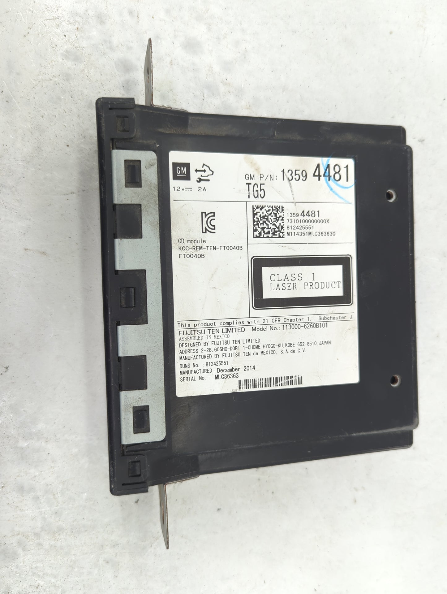 2015-2016 Cadillac Escalade Esv Cd Changer Disc Player - Oemusedautoparts1.com