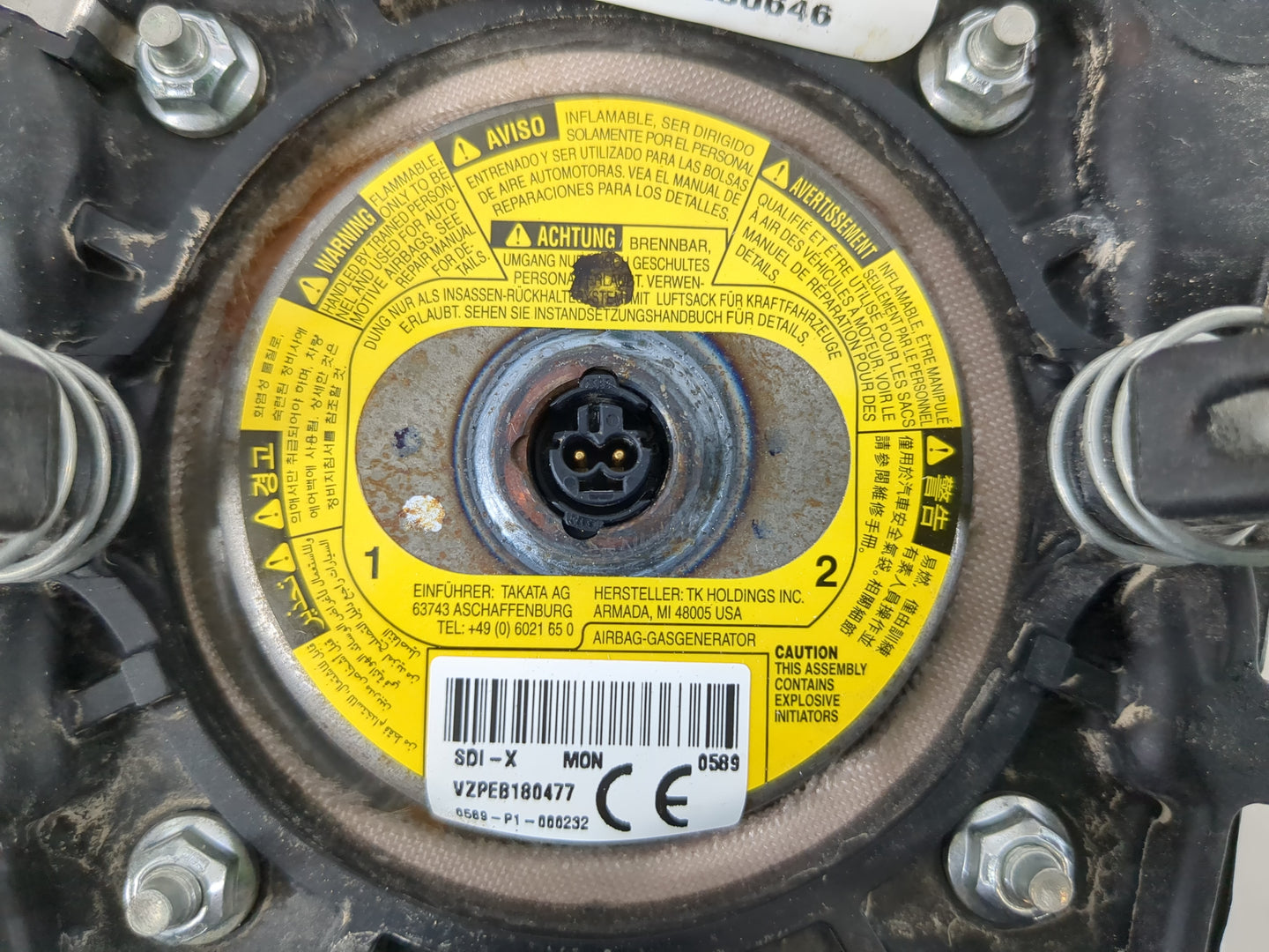 2013-2016 Chevrolet Cruze Air Bag Driver Left Steering Wheel Mounted P/N:95116562 Fits Fits 2013 2014 2015 2016 OEM Used Aut