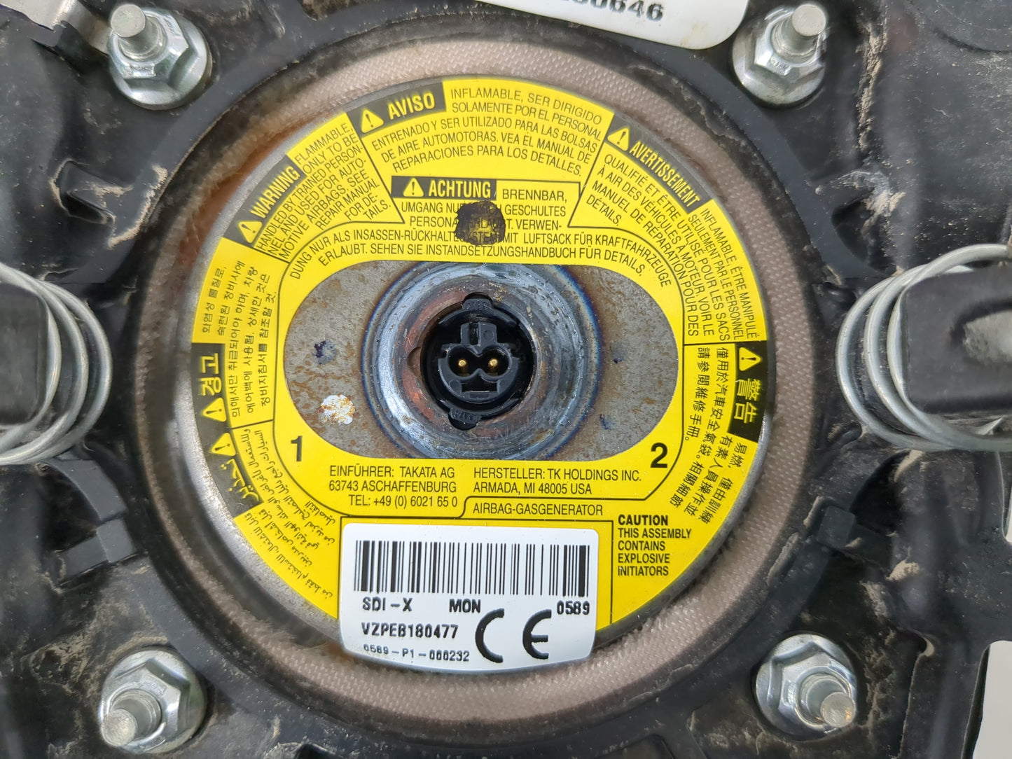 2013-2016 Chevrolet Cruze Air Bag Driver Left Steering Wheel Mounted P/N:95116562 Fits Fits 2013 2014 2015 2016 OEM Used Aut
