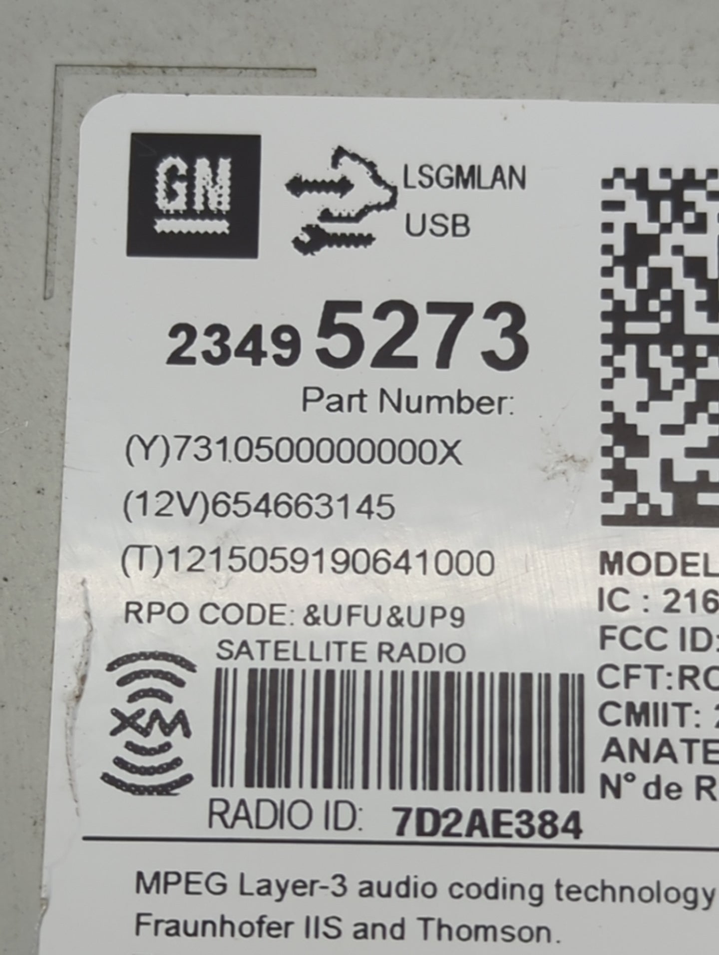 2015-2016 Chevrolet Cruze Radio AM FM Cd Player Receiver Replacement P/N:23495273 GA135QCOLRNS Fits Fits 2014 2015 2016 2017
