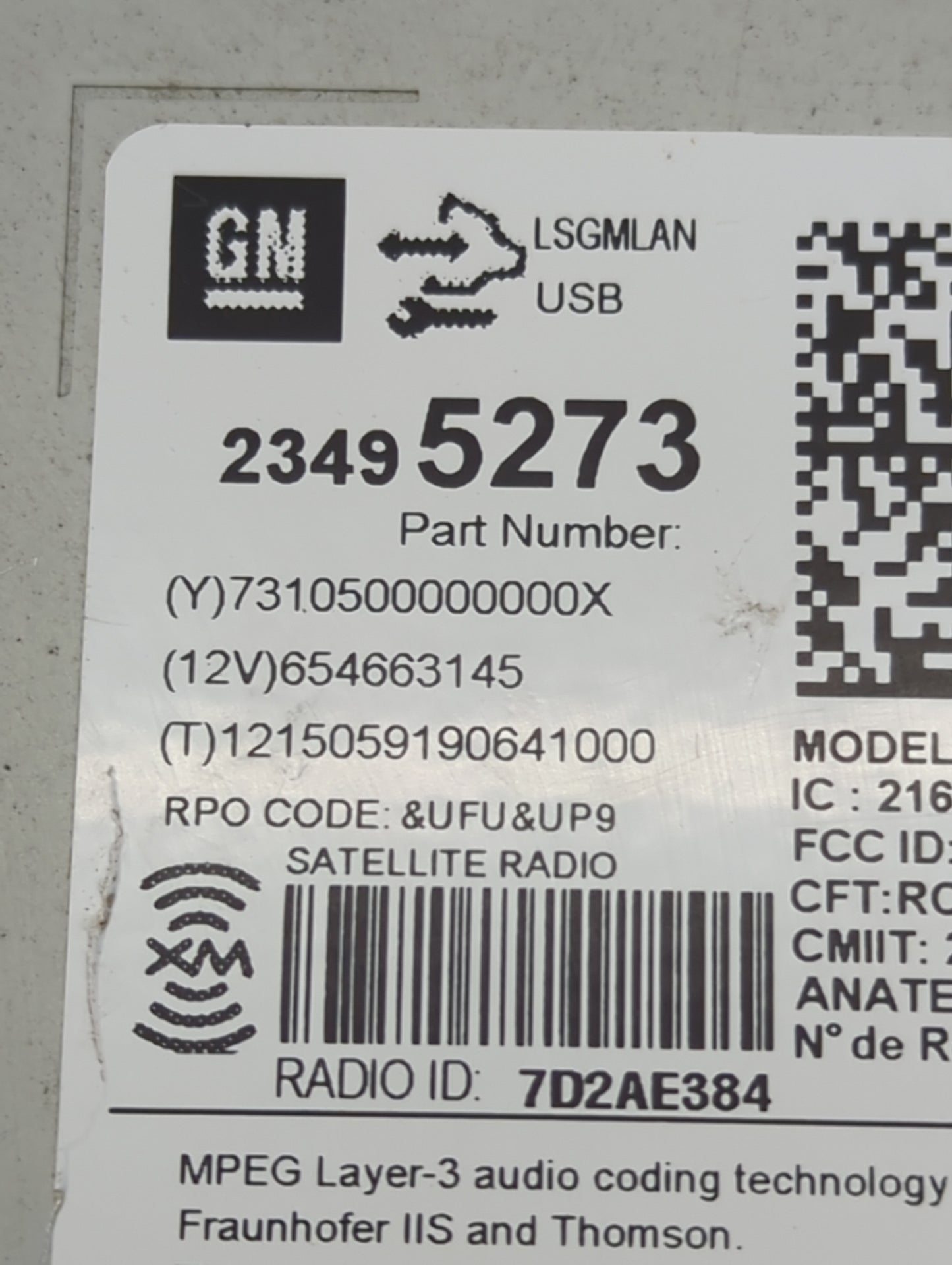 2015-2016 Chevrolet Cruze Radio AM FM Cd Player Receiver Replacement P/N:23495273 GA135QCOLRNS Fits Fits 2014 2015 2016 2017