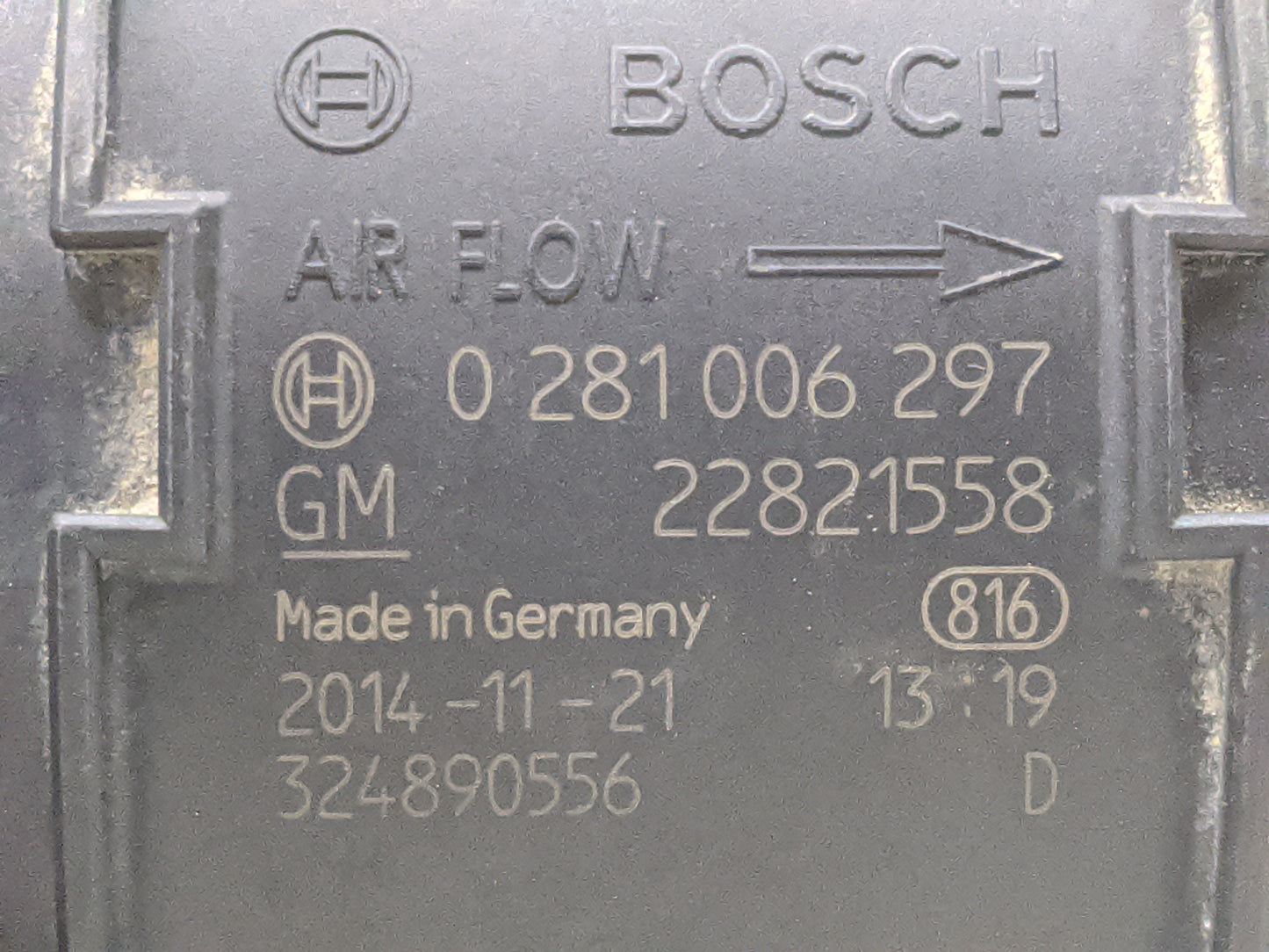 2014-2015 Chevrolet Cruze Mass Air Flow Meter Maf 1486212 - Oemusedautoparts1.com
