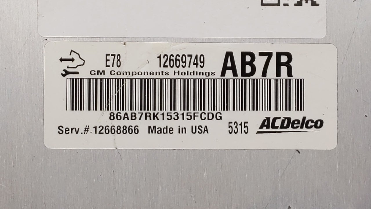 2015 Chevrolet Cruze PCM Engine Control Computer ECU ECM PCU OEM P/N:12669749 Fits OEM Used Auto Parts - Oemusedautoparts1.c