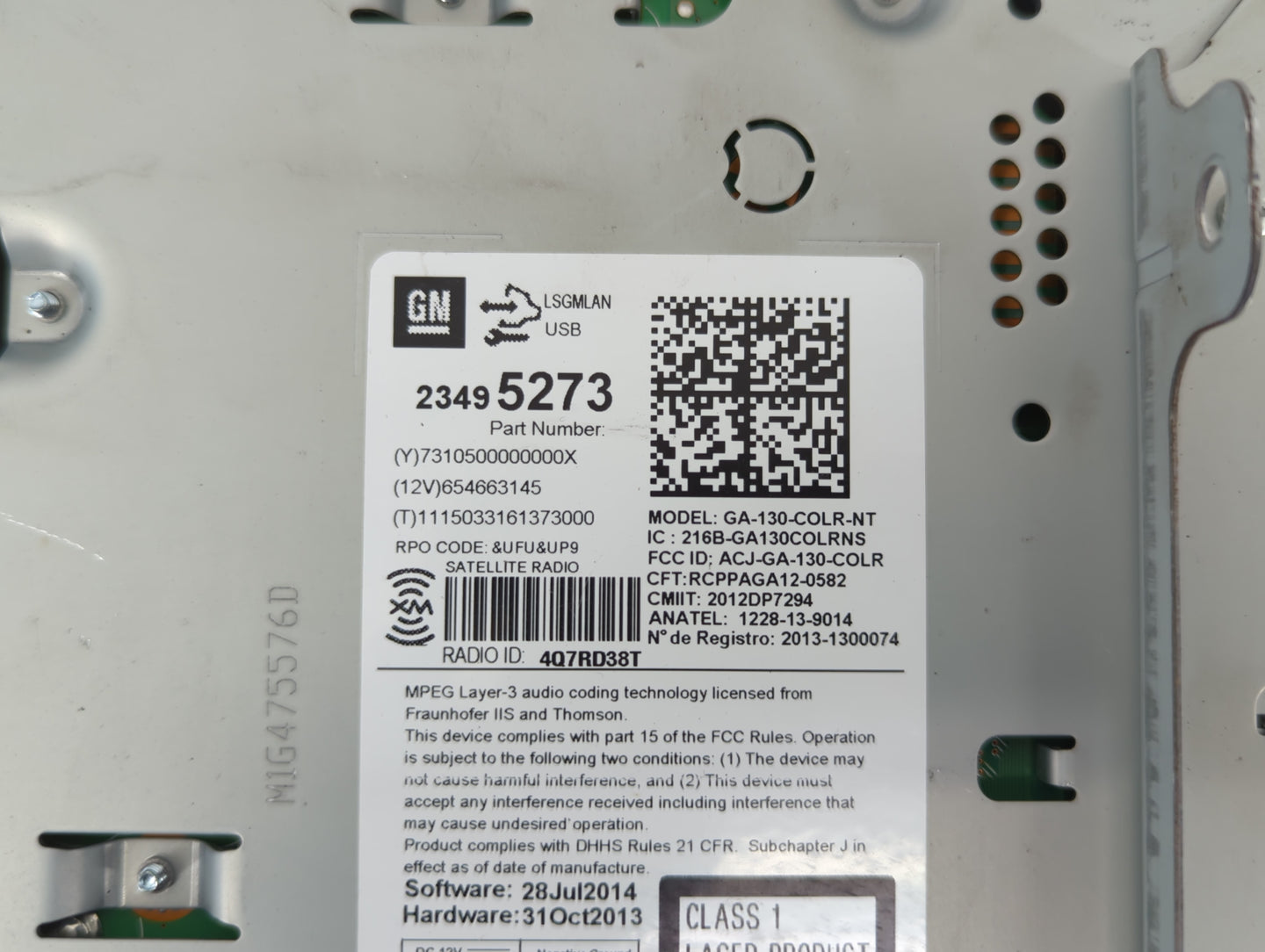 2015-2016 Chevrolet Cruze Radio AM FM Cd Player Receiver Replacement P/N:23495273 Fits Fits 2014 2015 2016 2017 OEM Used Aut