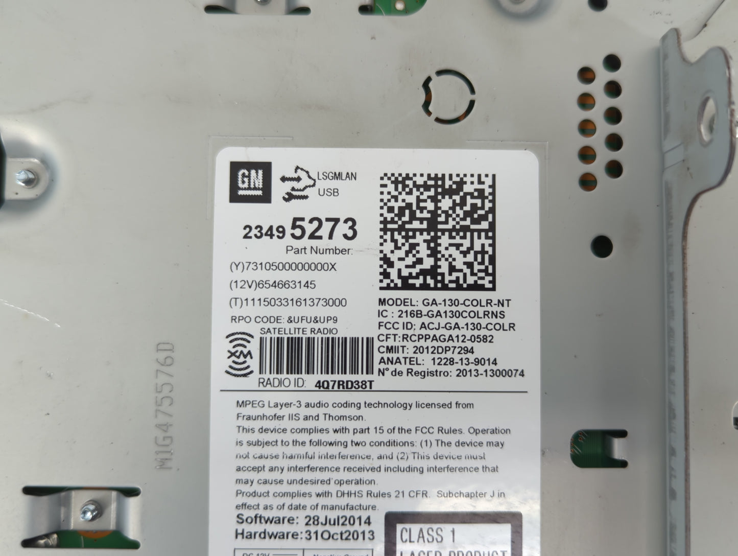 2015-2016 Chevrolet Cruze Radio AM FM Cd Player Receiver Replacement P/N:23495273 Fits Fits 2014 2015 2016 2017 OEM Used Aut