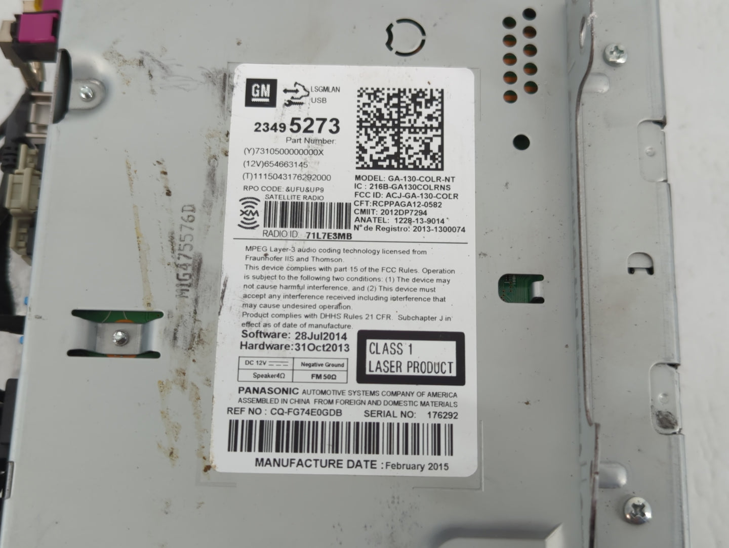 2015-2016 Chevrolet Cruze Radio AM FM Cd Player Receiver Replacement P/N:23495273 Fits Fits 2014 2015 2016 2017 OEM Used Aut