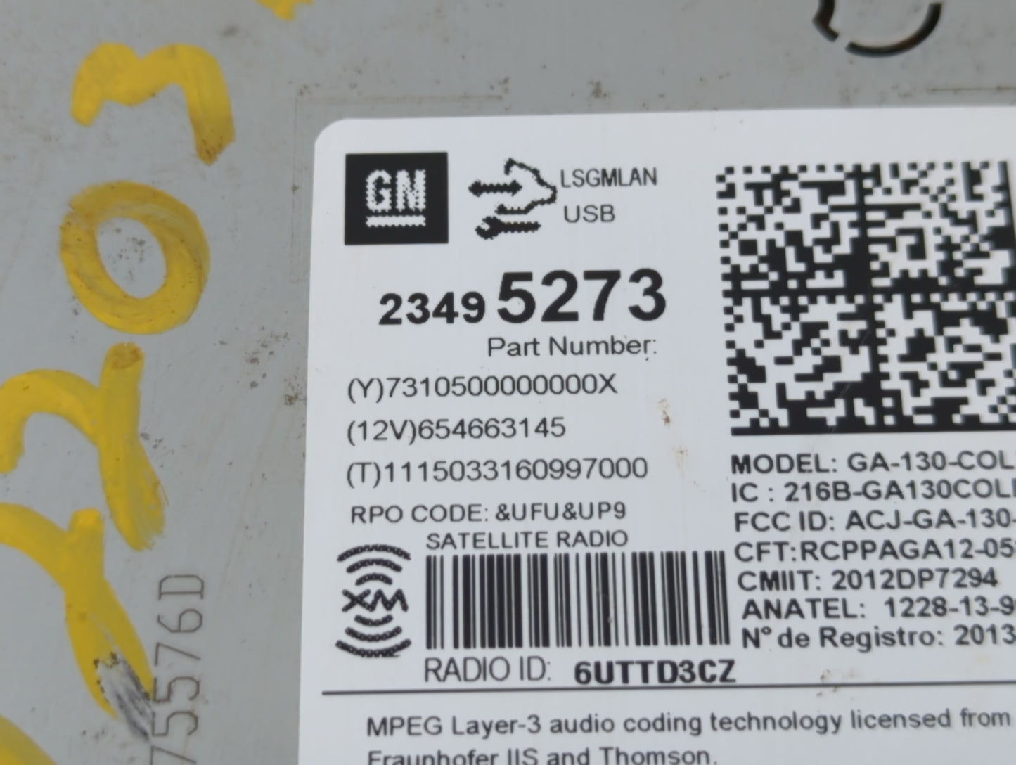 2013-2016 Chevrolet Cruze Radio AM FM Cd Player Receiver Replacement P/N:23495273 Fits Fits 2013 2014 2015 2016 OEM Used Aut
