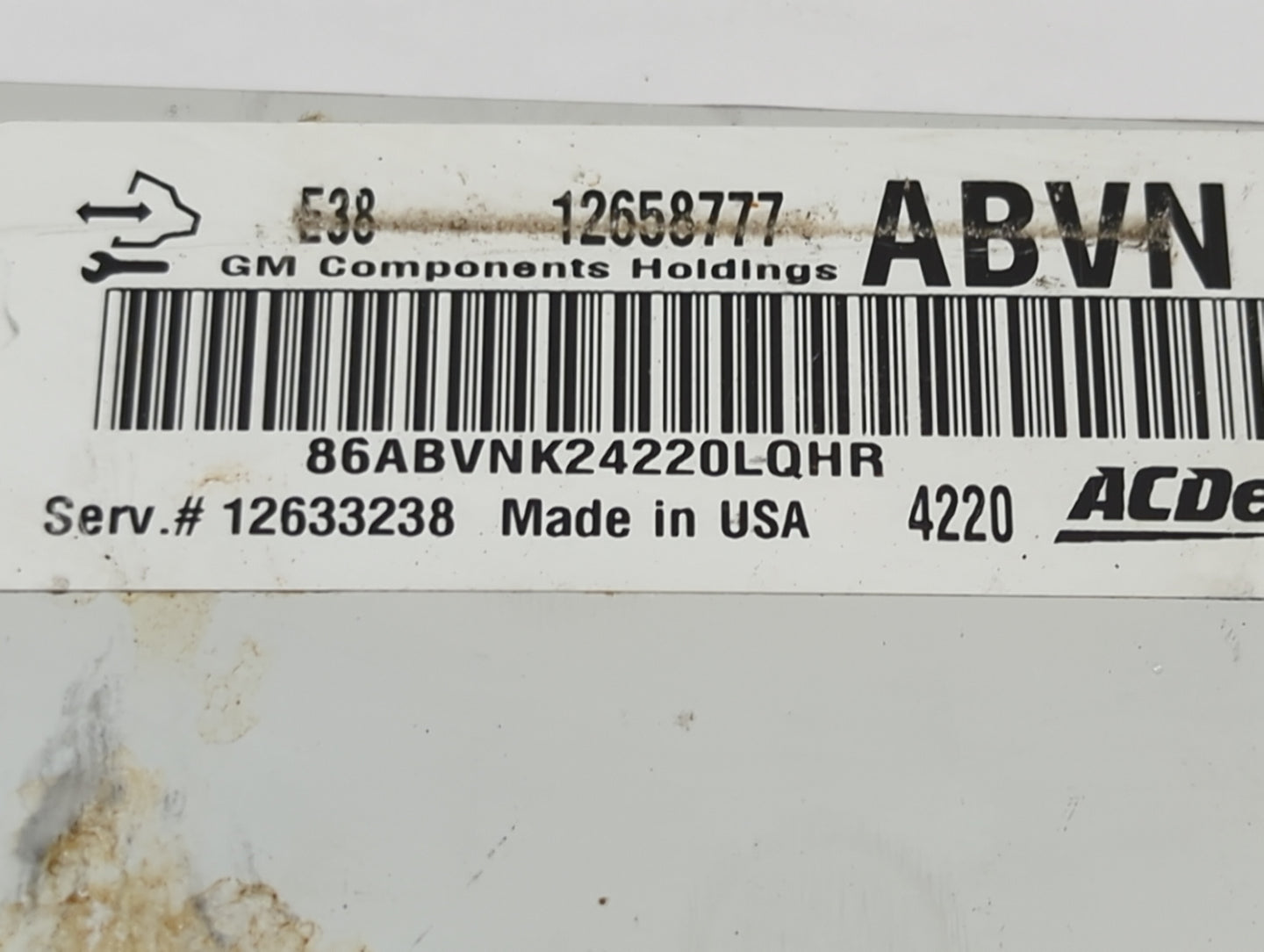 2010-2015 Chevrolet Express 2500 PCM Engine Control Computer ECU ECM PCU OEM P/N:12658777 ABVN Fits OEM Used Auto Parts - Oe