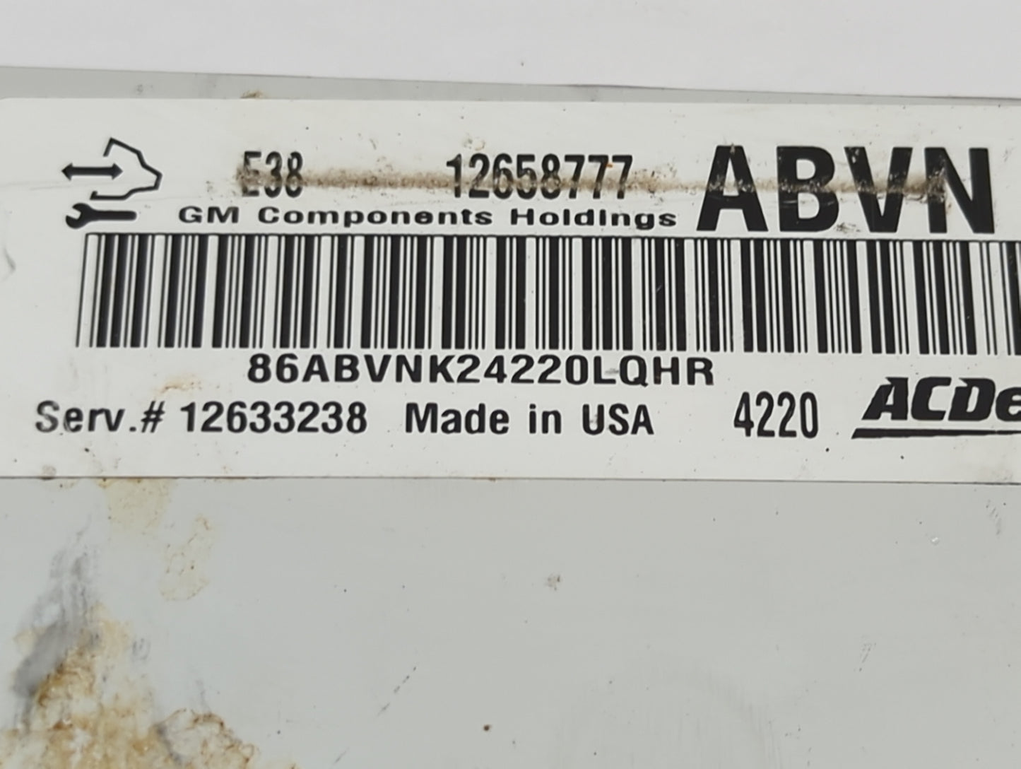 2010-2015 Chevrolet Express 2500 PCM Engine Control Computer ECU ECM PCU OEM P/N:12658777 ABVN Fits OEM Used Auto Parts - Oe