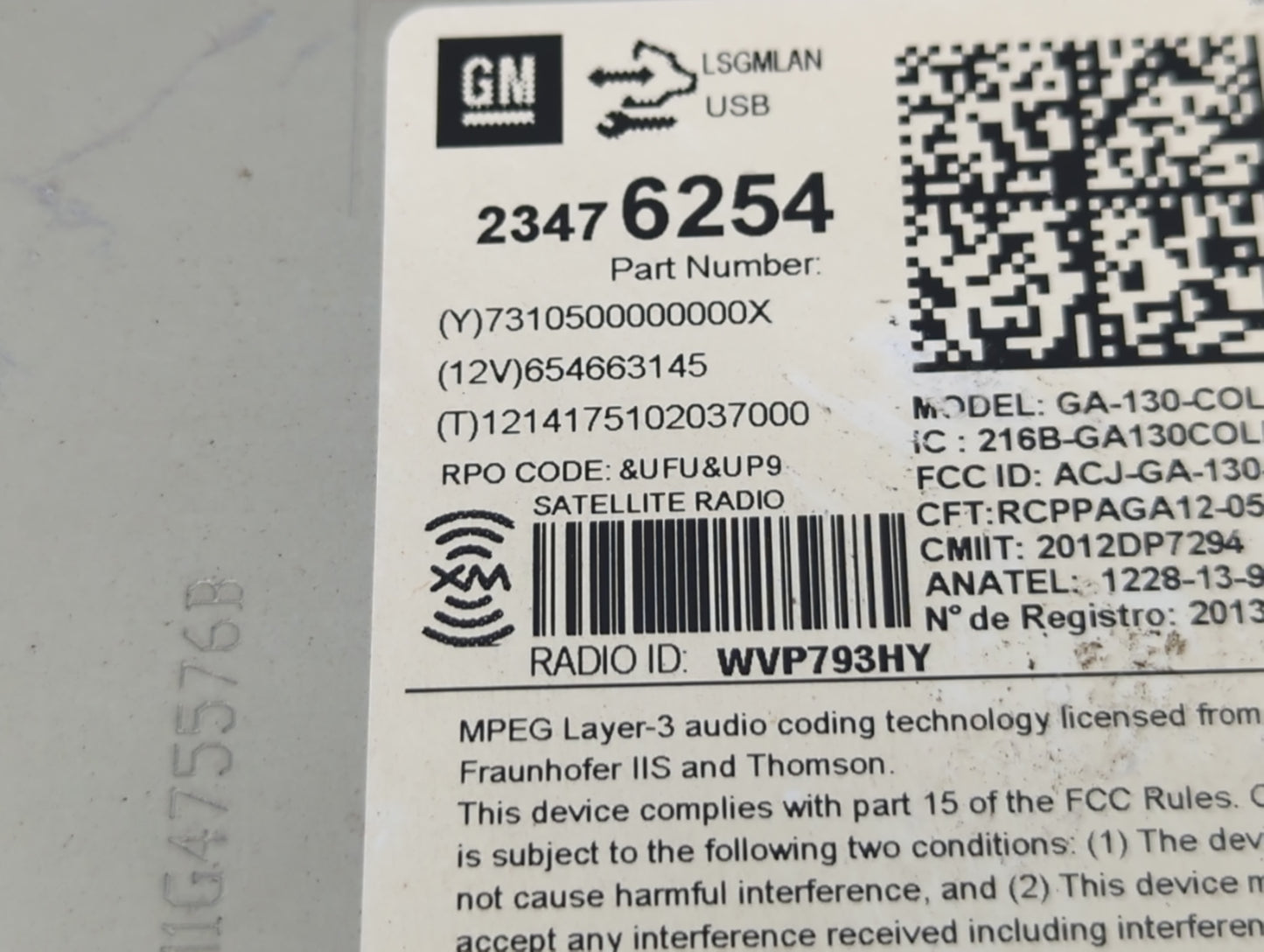 2014-2016 Chevrolet Malibu Radio AM FM Cd Player Receiver Replacement P/N:23476254 Fits Fits 2014 2015 2016 OEM Used Auto Pa