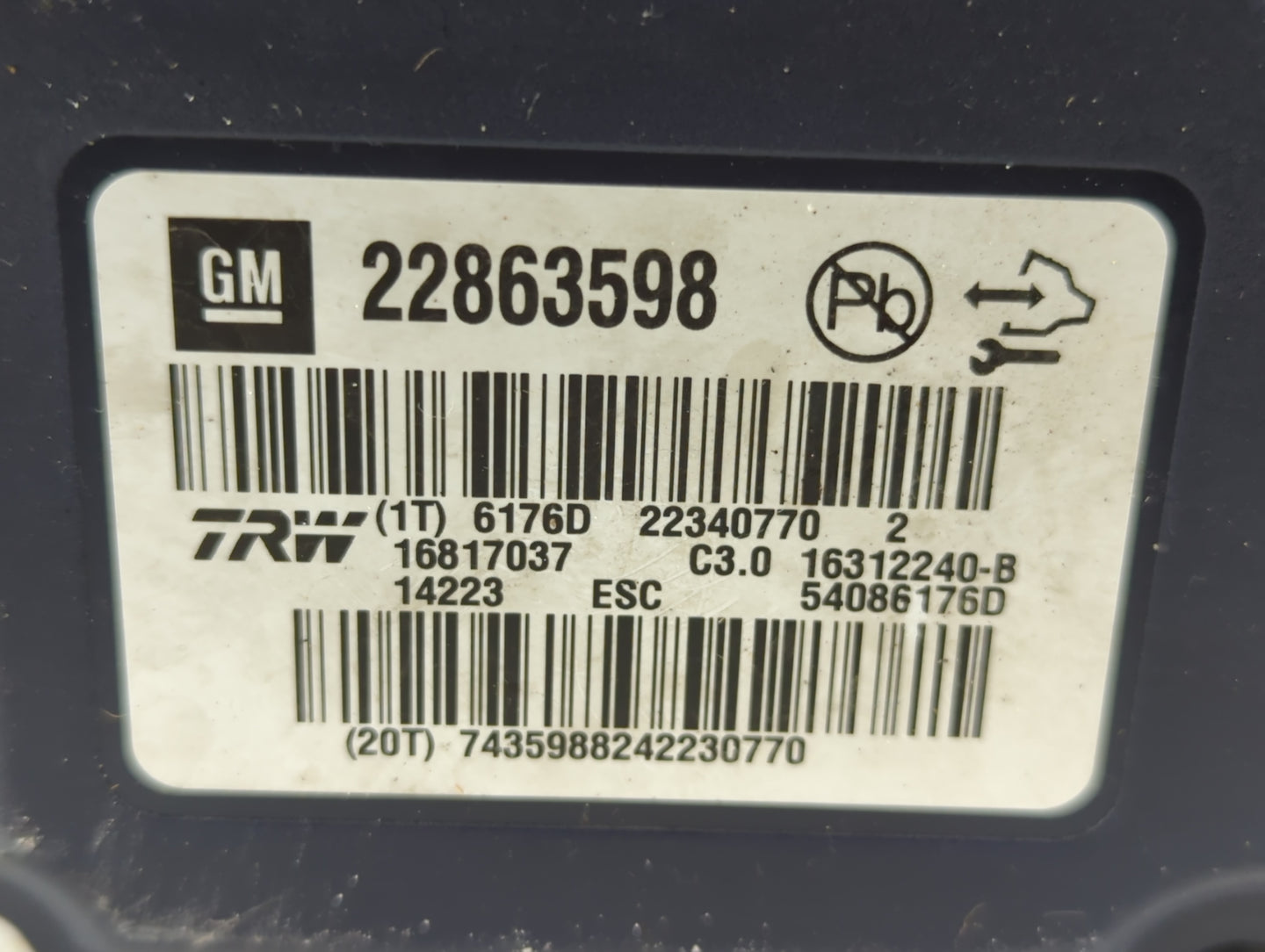2013-2016 Chevrolet Malibu ABS Pump Control Module Replacement P/N:22863598 Fits Fits 2012 2013 2014 2015 2016 OEM Used Auto