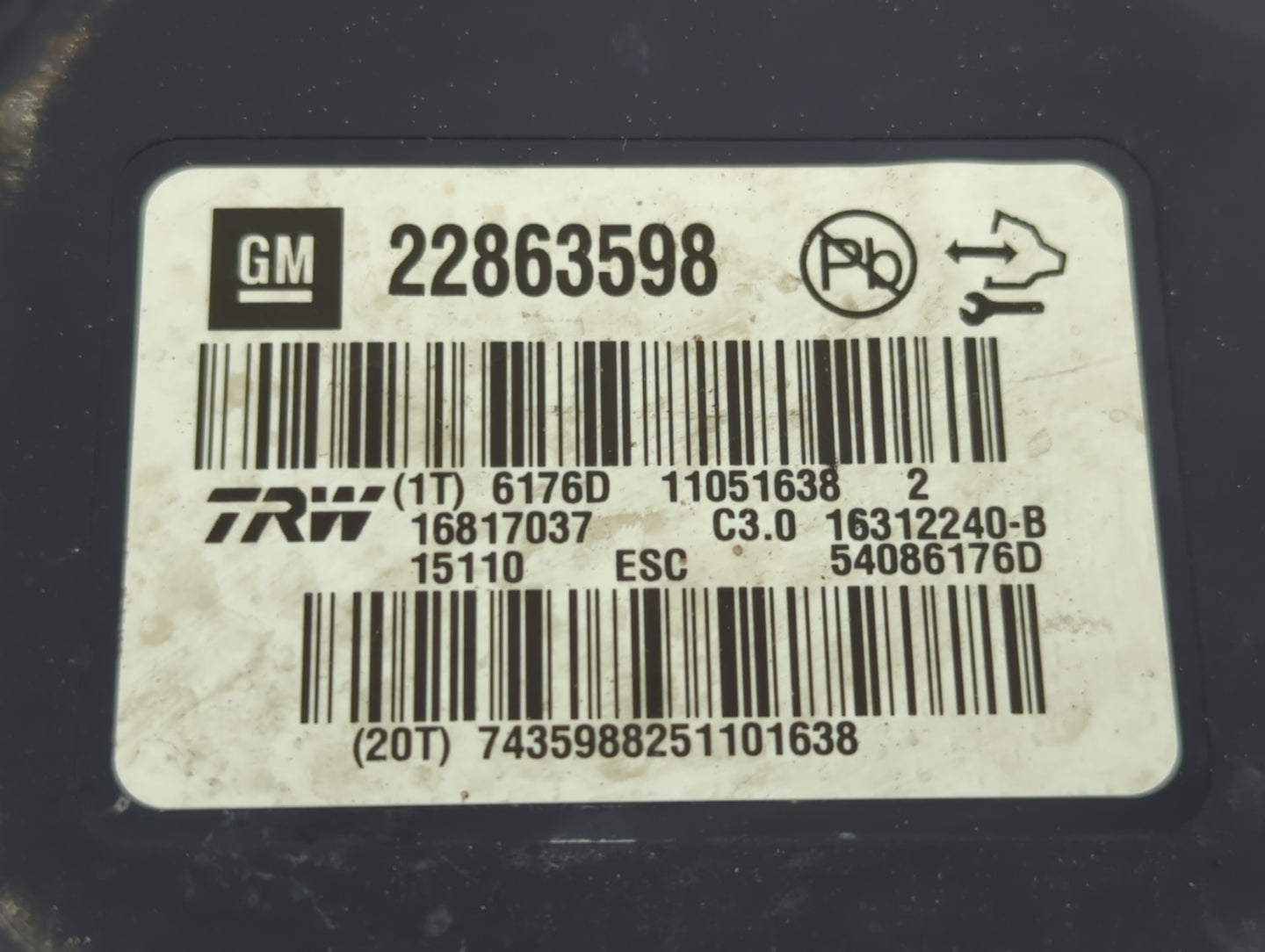 2013-2016 Chevrolet Malibu ABS Pump Control Module Replacement P/N:22863598 Fits Fits 2012 2013 2014 2015 2016 OEM Used Auto