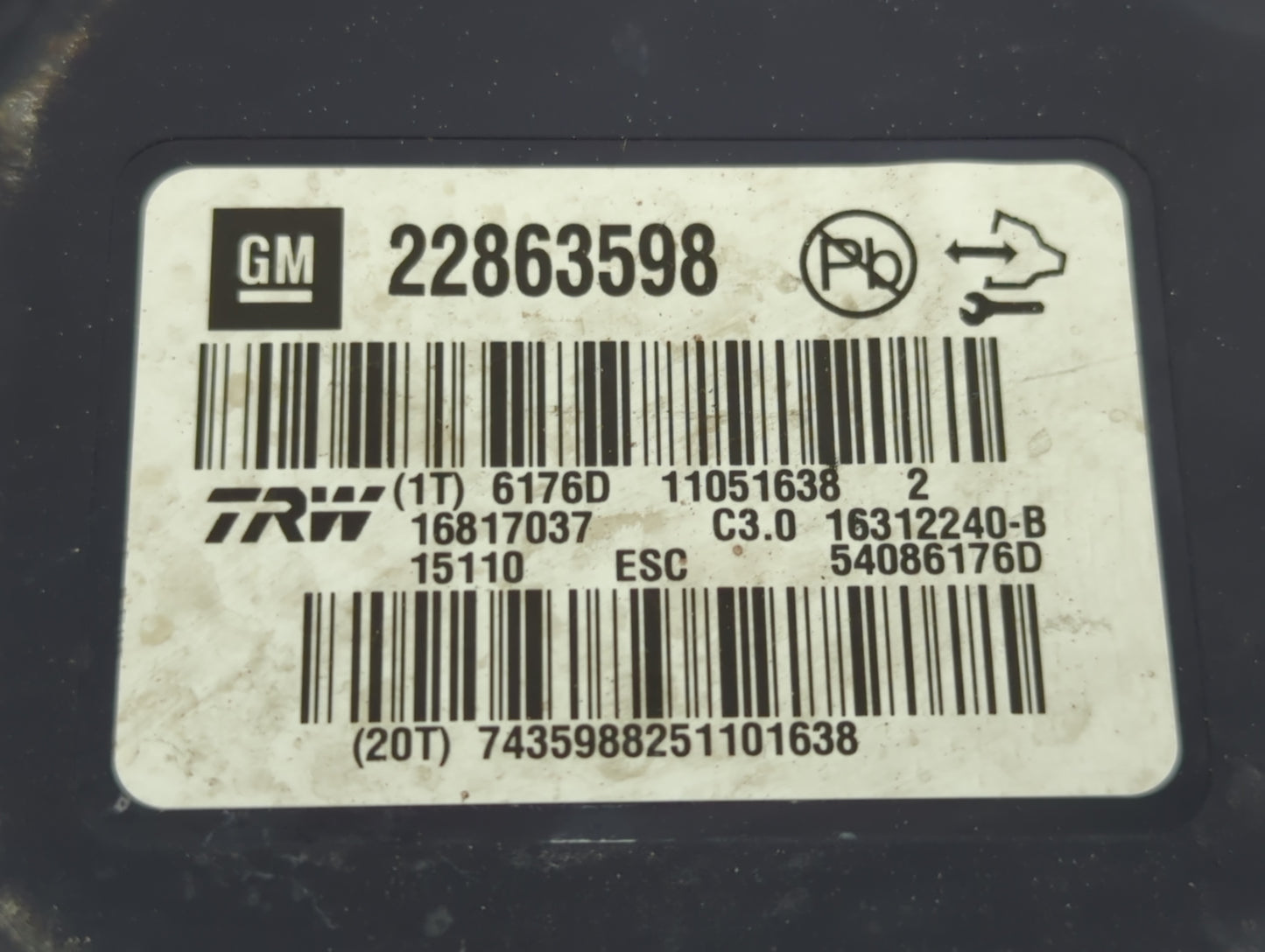 2013-2016 Chevrolet Malibu ABS Pump Control Module Replacement P/N:22863598 Fits Fits 2012 2013 2014 2015 2016 OEM Used Auto