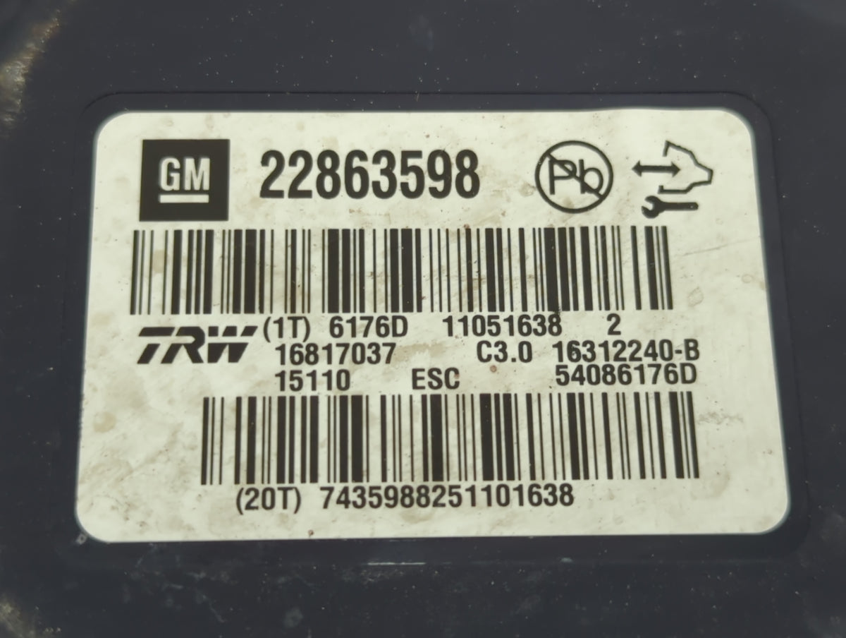 2013-2016 Chevrolet Malibu Anti-Lock Brake ABS Pump Module Actuator OEM P/N:22863598 Fits Fits 2012 2013 2014 2015 2016 OEM 