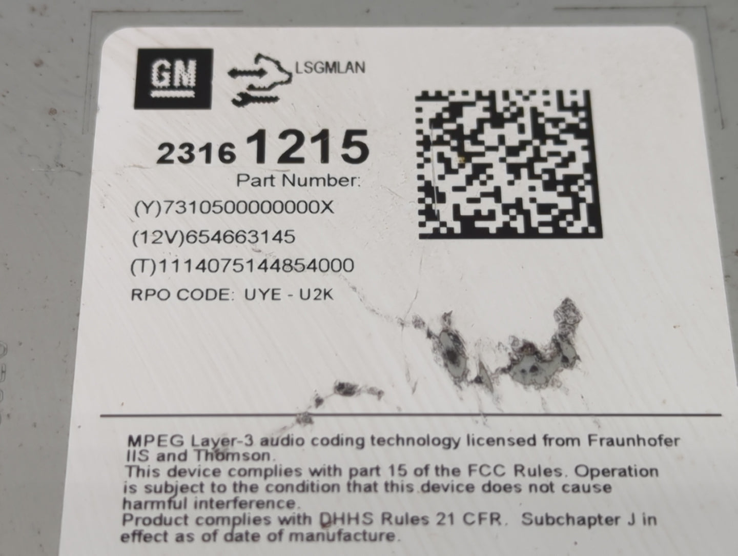 2014-2016 Chevrolet Malibu Radio AM FM Cd Player Receiver Replacement P/N:23161215 Fits Fits 2014 2015 2016 OEM Used Auto Pa
