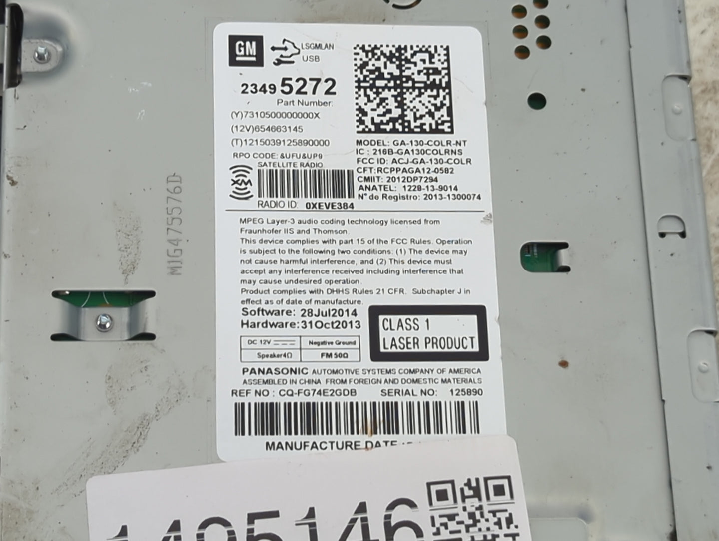 2014-2016 Chevrolet Malibu Radio AM FM Cd Player Receiver Replacement P/N:23495272 GA-130-COLR-NT Fits Fits 2014 2015 2016 O