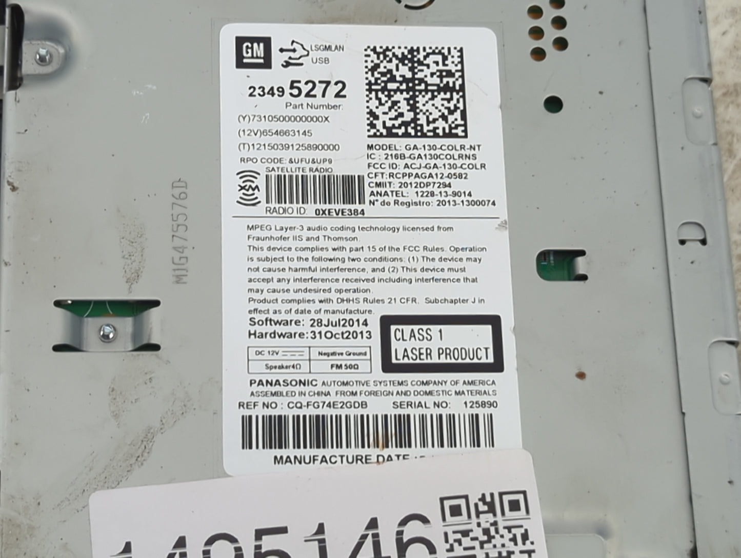 2014-2016 Chevrolet Malibu Radio AM FM Cd Player Receiver Replacement P/N:23495272 GA-130-COLR-NT Fits Fits 2014 2015 2016 O