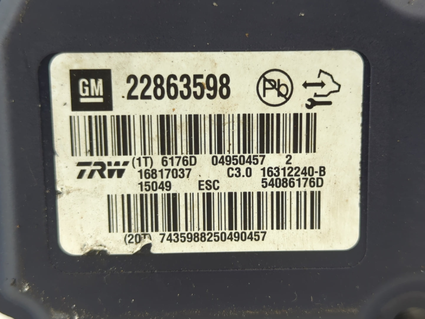 2013-2016 Chevrolet Malibu ABS Pump Control Module Replacement P/N:22863598 Fits Fits 2012 2013 2014 2015 2016 OEM Used Auto