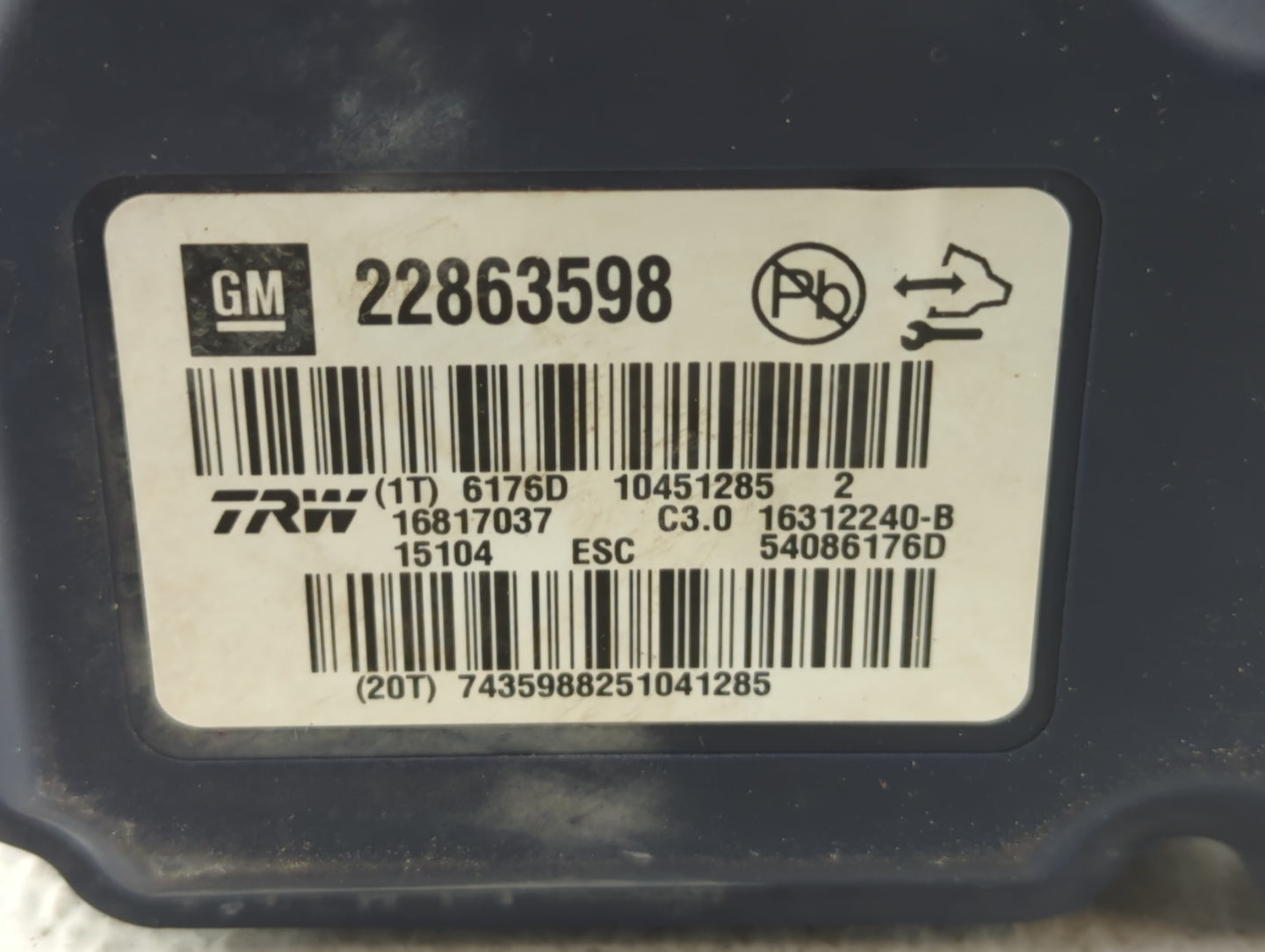 2013-2016 Chevrolet Malibu ABS Pump Control Module Replacement P/N:22863598 Fits Fits 2012 2013 2014 2015 2016 OEM Used Auto