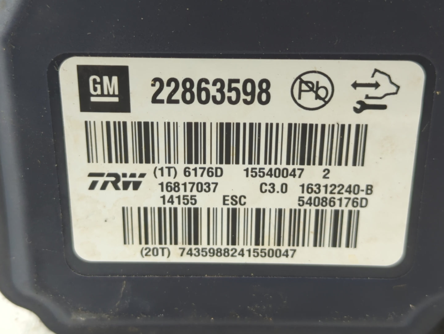 2013-2016 Chevrolet Malibu ABS Pump Control Module Replacement P/N:222863598 Fits Fits 2012 2013 2014 2015 2016 OEM Used Aut