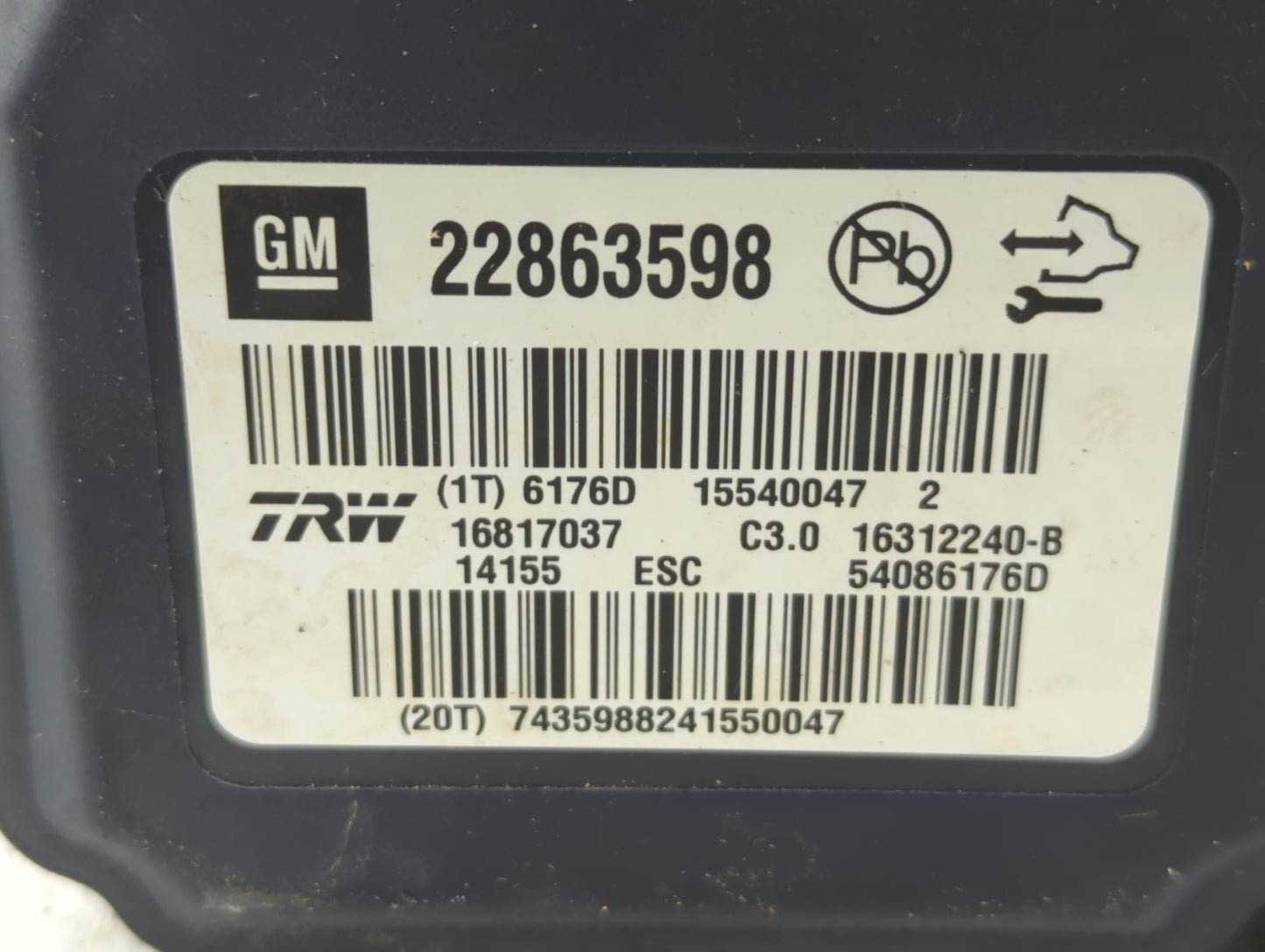 2013-2016 Chevrolet Malibu ABS Pump Control Module Replacement P/N:222863598 Fits Fits 2012 2013 2014 2015 2016 OEM Used Aut