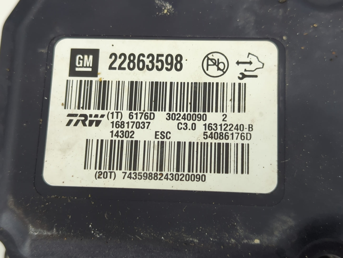 2013-2016 Chevrolet Malibu ABS Pump Control Module Replacement P/N:22863598 Fits Fits 2012 2013 2014 2015 2016 OEM Used Auto