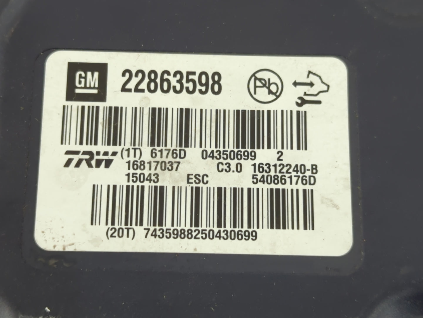 2013-2016 Chevrolet Malibu ABS Pump Control Module Replacement P/N:22863598 Fits Fits 2012 2013 2014 2015 2016 OEM Used Auto