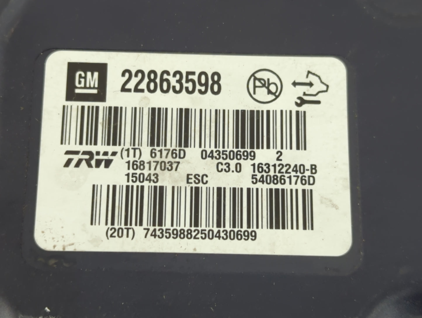 2013-2016 Chevrolet Malibu ABS Pump Control Module Replacement P/N:22863598 Fits Fits 2012 2013 2014 2015 2016 OEM Used Auto