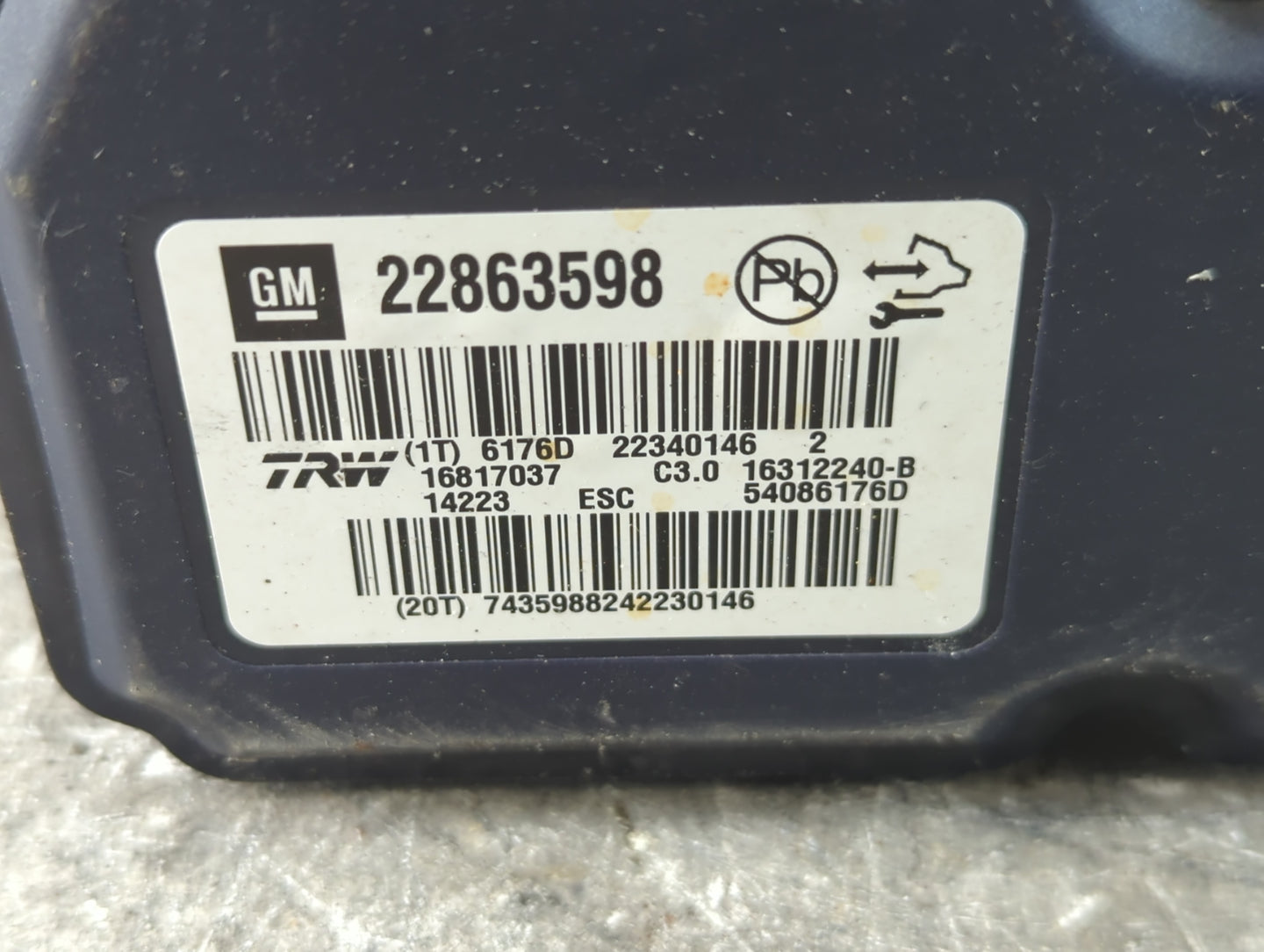 2013-2016 Chevrolet Malibu ABS Pump Control Module Replacement P/N:22863598 Fits Fits 2012 2013 2014 2015 2016 OEM Used Auto