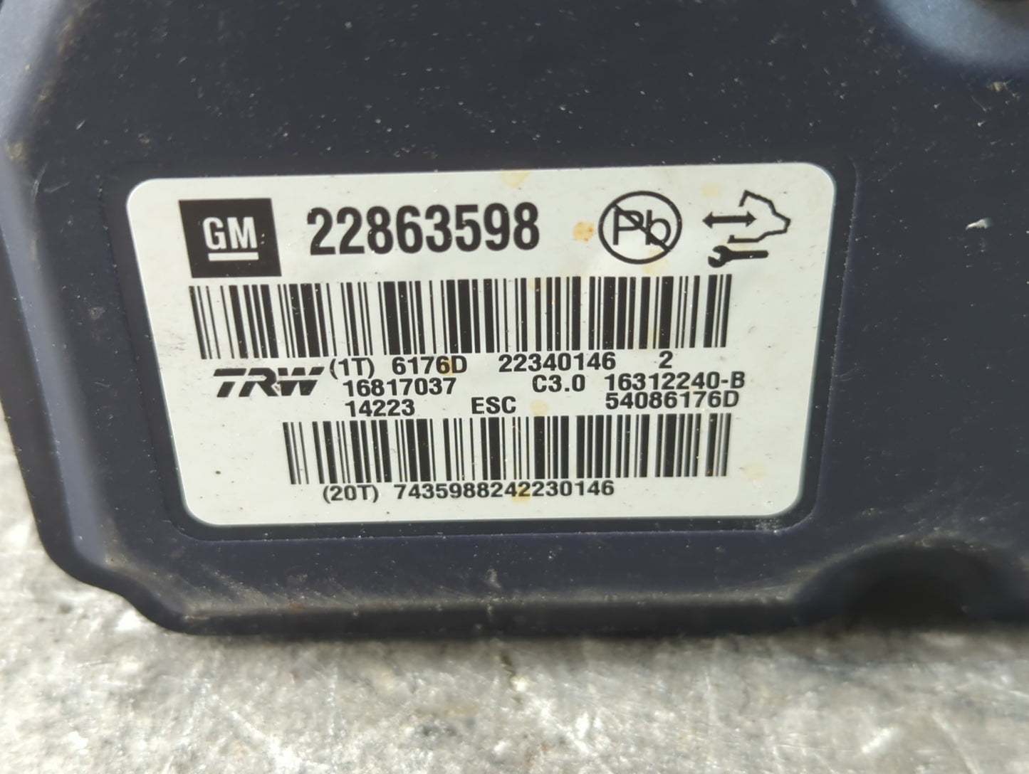 2013-2016 Chevrolet Malibu ABS Pump Control Module Replacement P/N:22863598 Fits Fits 2012 2013 2014 2015 2016 OEM Used Auto