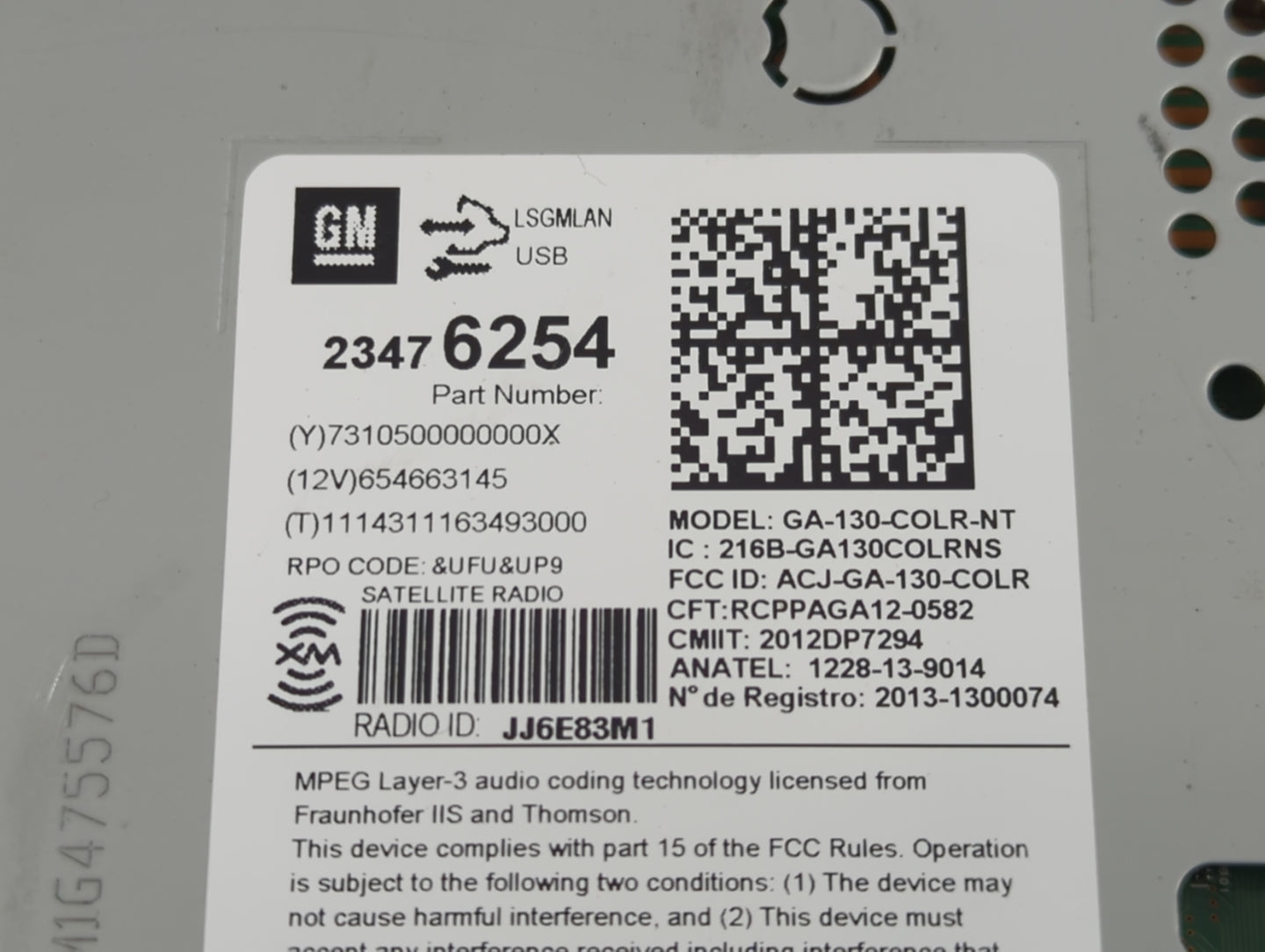 2014-2016 Chevrolet Malibu Radio AM FM Cd Player Receiver Replacement P/N:23476254 Fits Fits 2014 2015 2016 OEM Used Auto Pa