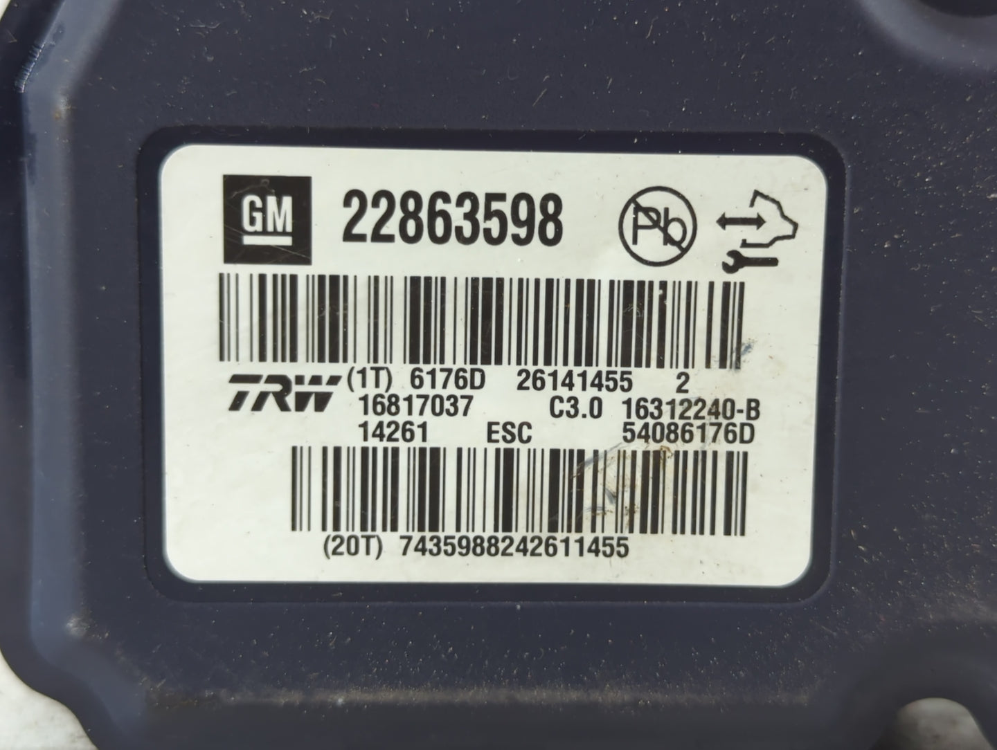 2013-2016 Chevrolet Malibu ABS Pump Control Module Replacement P/N:22863598 Fits Fits 2012 2013 2014 2015 2016 OEM Used Auto