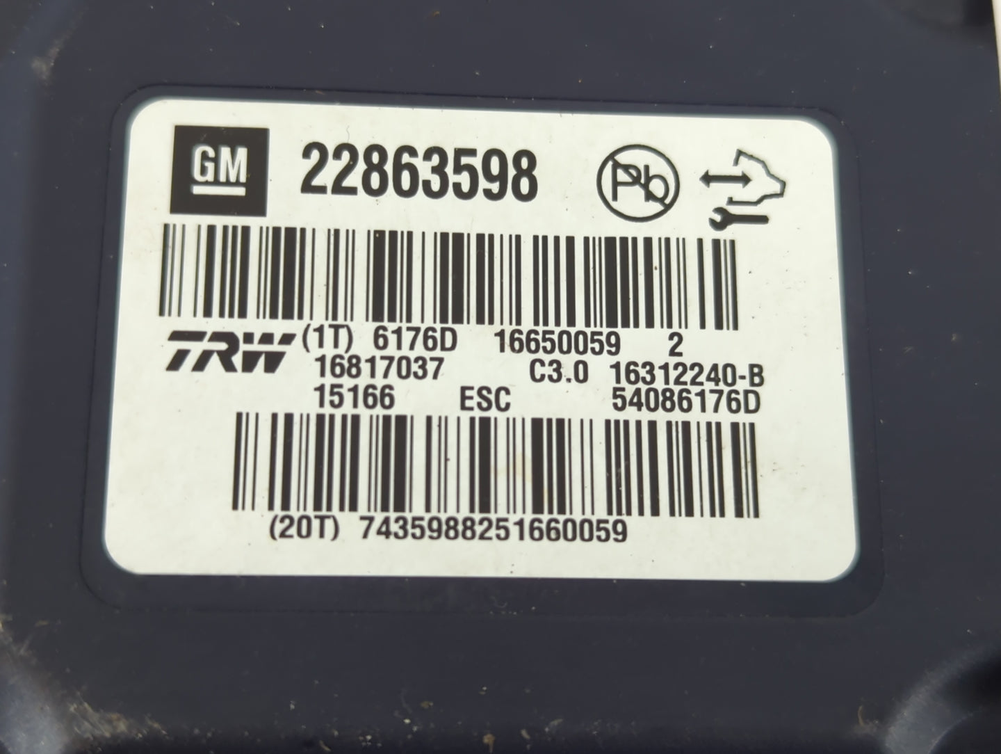 2013-2016 Chevrolet Malibu ABS Pump Control Module Replacement P/N:22863598 Fits Fits 2012 2013 2014 2015 2016 OEM Used Auto