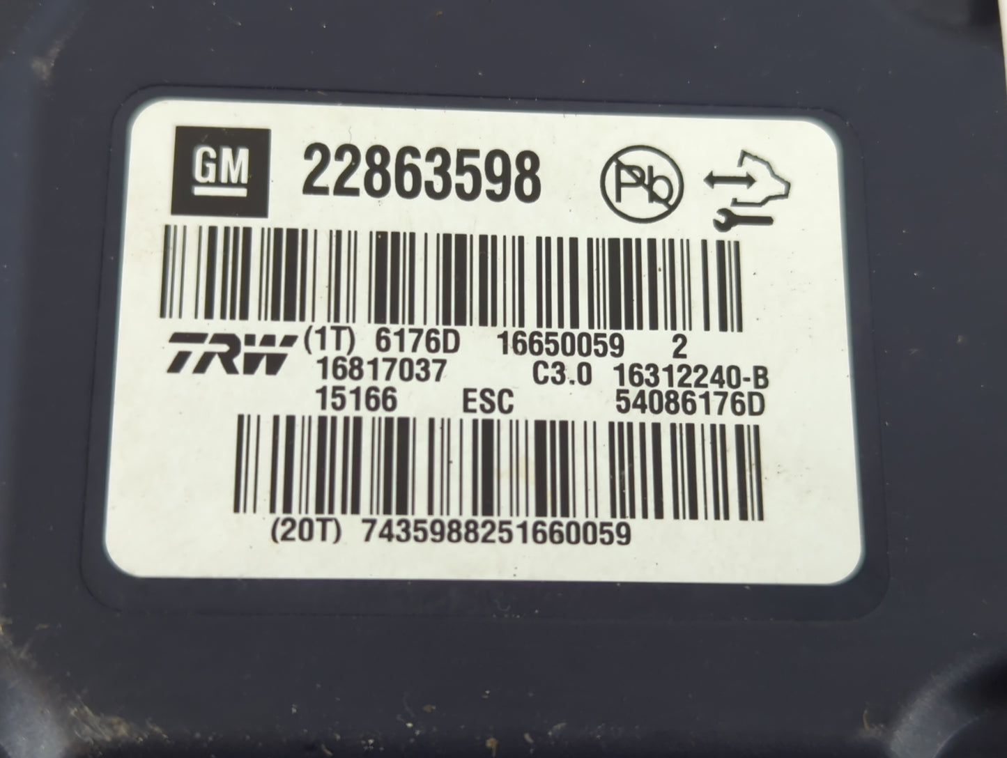 2013-2016 Chevrolet Malibu ABS Pump Control Module Replacement P/N:22863598 Fits Fits 2012 2013 2014 2015 2016 OEM Used Auto