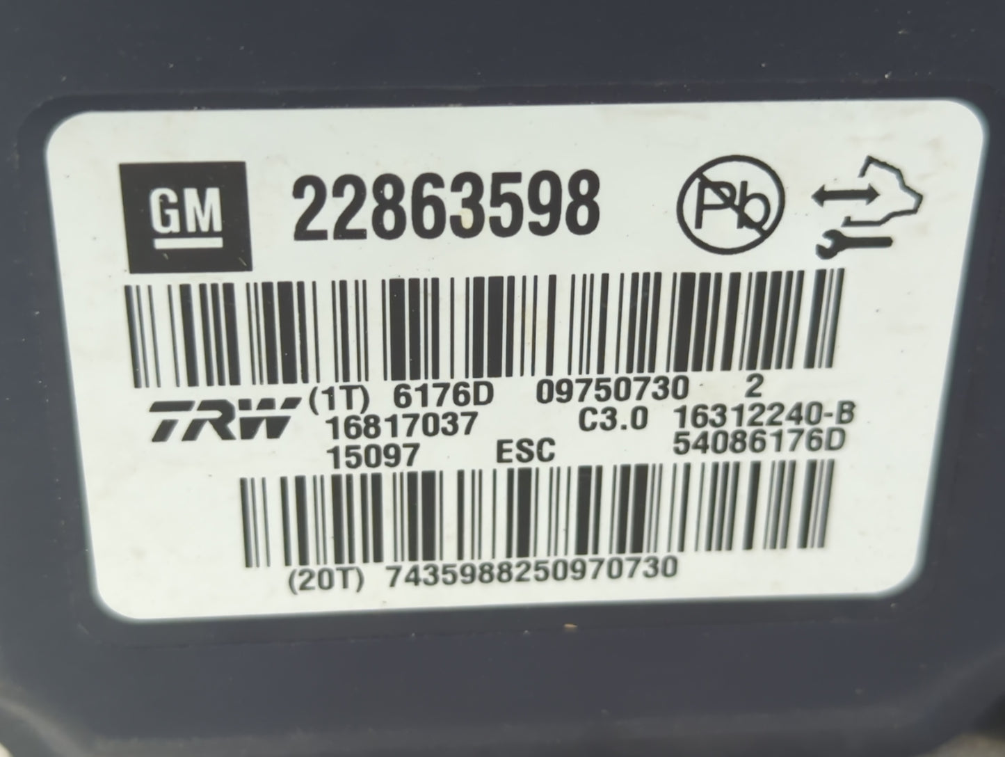 2013-2016 Chevrolet Malibu ABS Pump Control Module Replacement P/N:22863598 Fits Fits 2012 2013 2014 2015 2016 OEM Used Auto