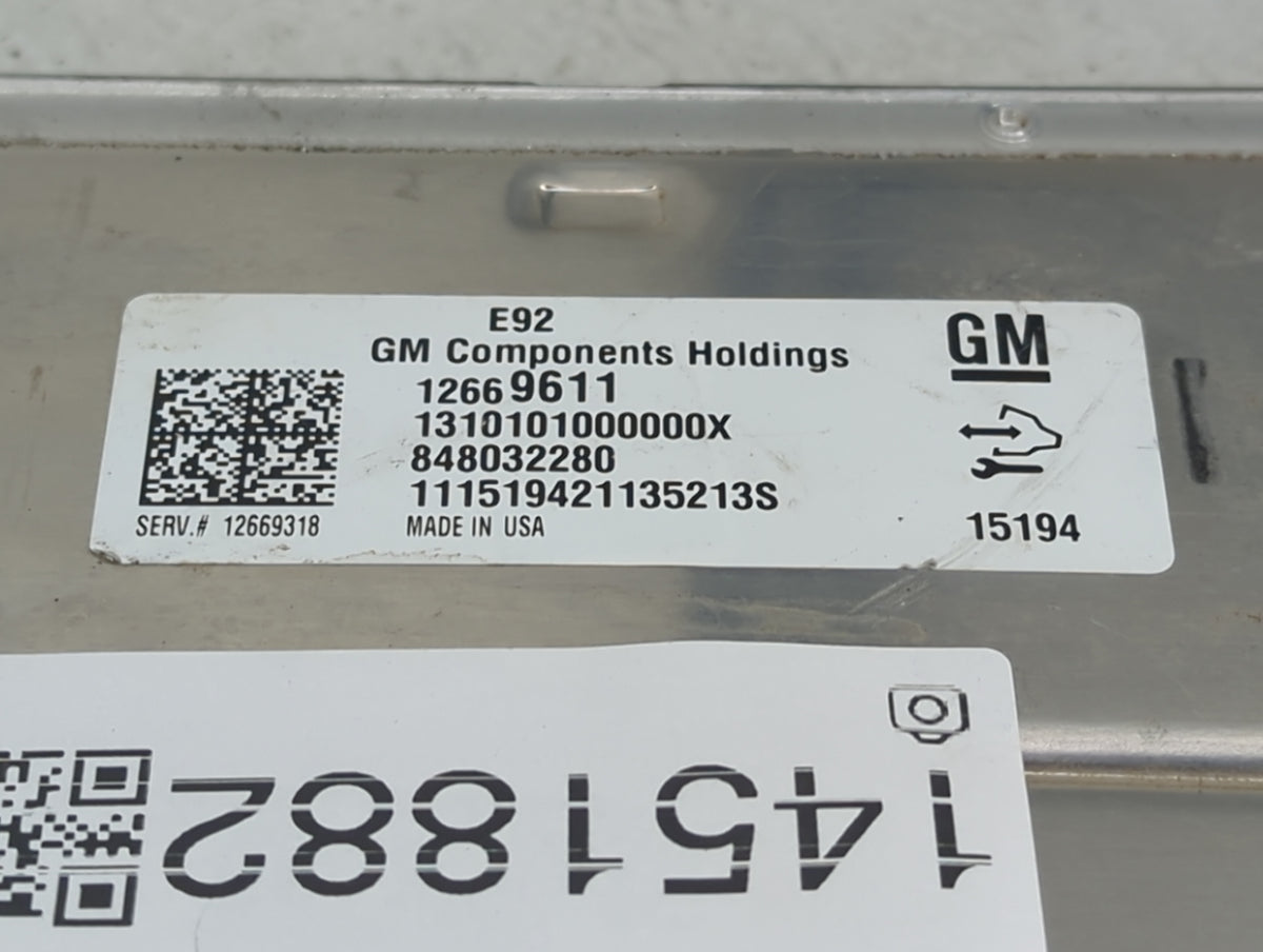 2014-2016 Chevrolet Silverado PCM Engine Control Computer ECU ECM PCU OEM P/N:12669611 12669318 Fits 2014 2015 2016 OEM Used