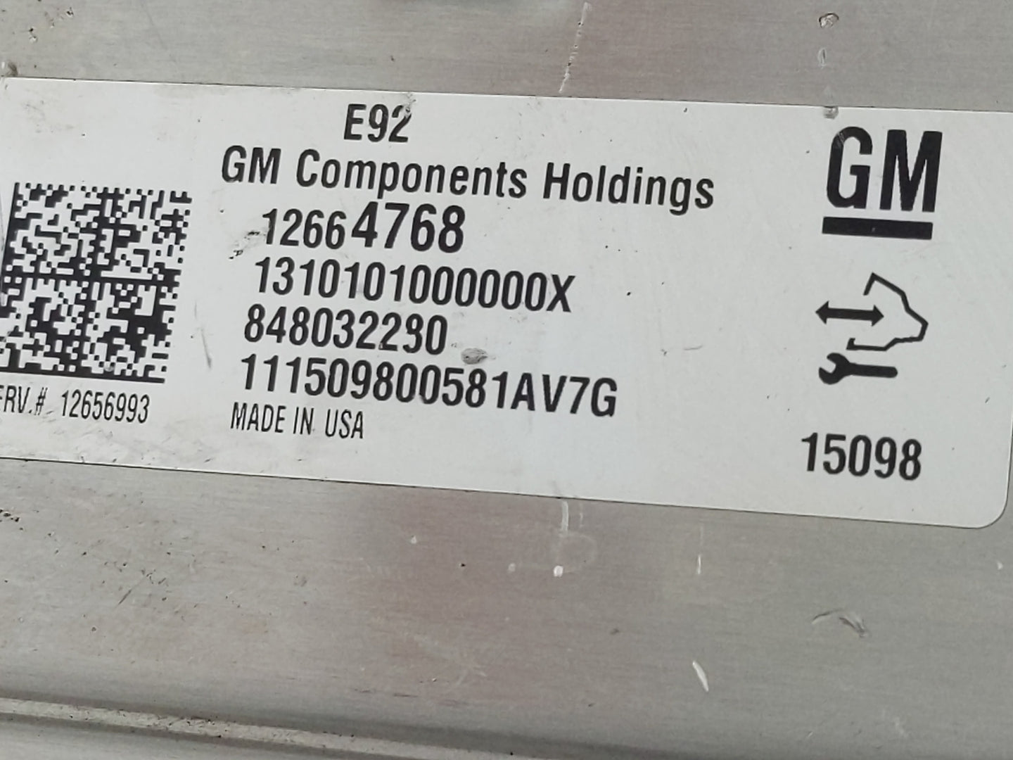 2014-2016 Chevrolet Silverado 1500 PCM Engine Control Computer ECU ECM PCU OEM P/N:848032280 12664768 Fits Fits 2014 2015 20