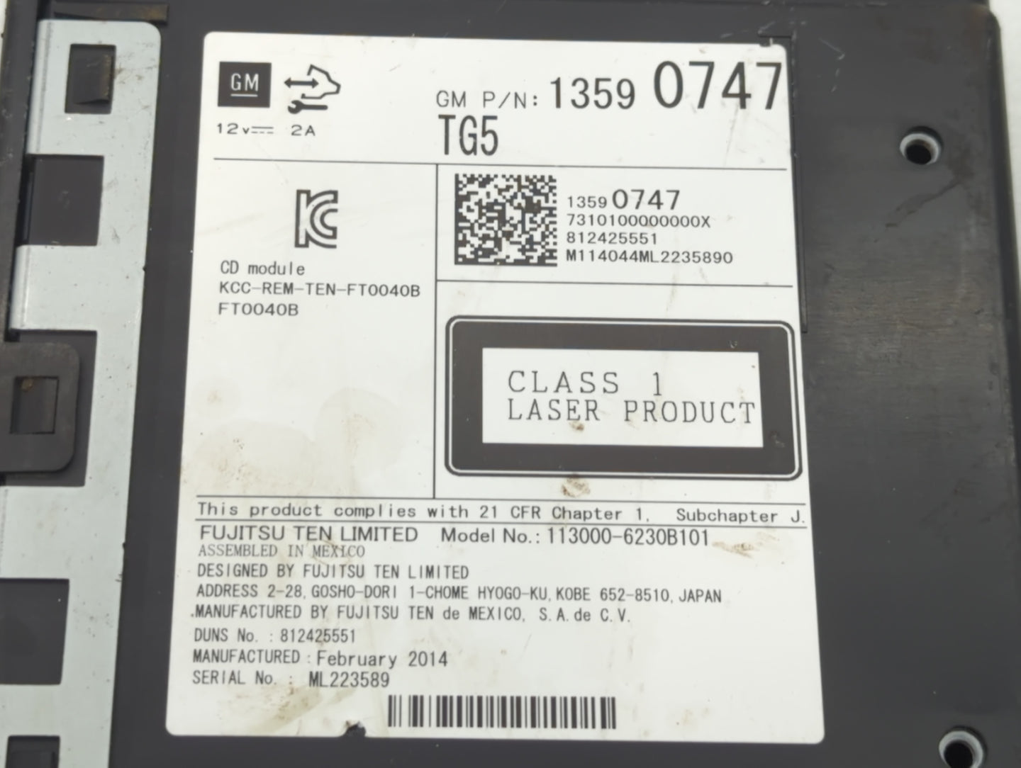 2015-2019 Chevrolet Silverado 1500 Radio Cd Changer 13590747 - Oemusedautoparts1.com