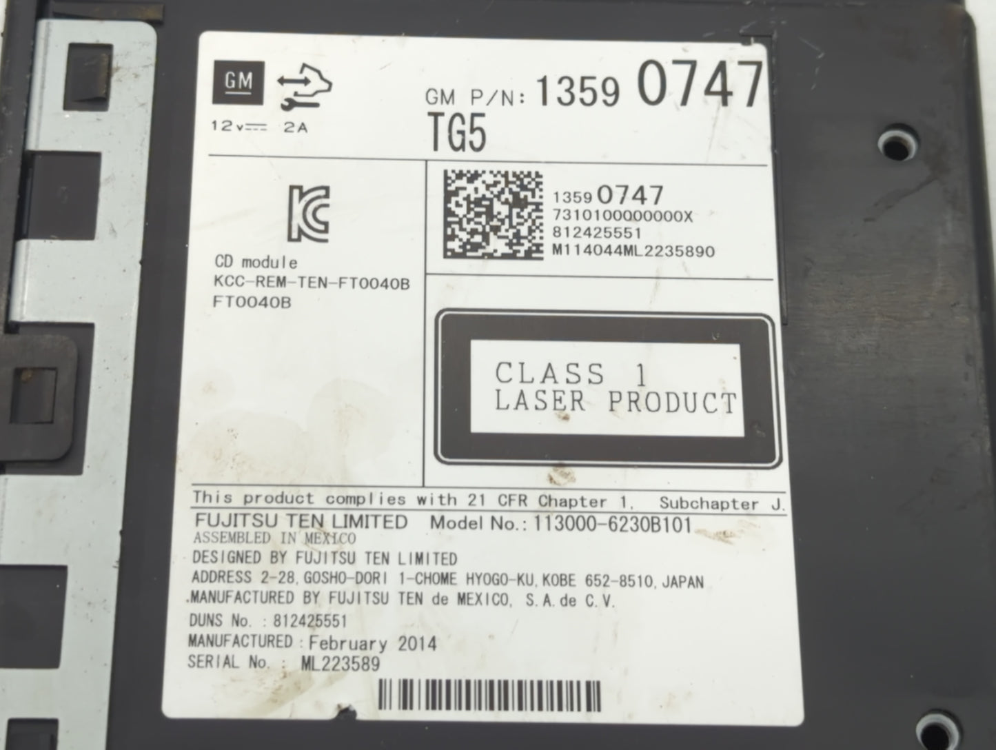 2015-2019 Chevrolet Silverado 1500 Radio Cd Changer 13590747 - Oemusedautoparts1.com