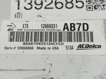 2015 Chevrolet Silverado 2500 PCM Engine Control Computer ECU ECM PCU OEM P/N:12669331 Fits Fits 2011 2012 2013 2014 2016 OEM Used Auto Parts