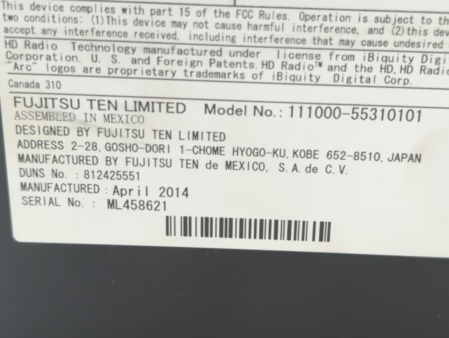 2015-2015 Chevrolet Silverado 2500 Am Fm Cd Player Radio Receiver - Oemusedautoparts1.com